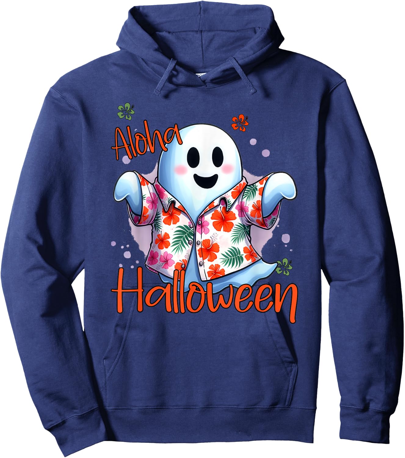 Aloha Halloween Ghost Funny Hawaiian Hoodie - Hoodie | Navy