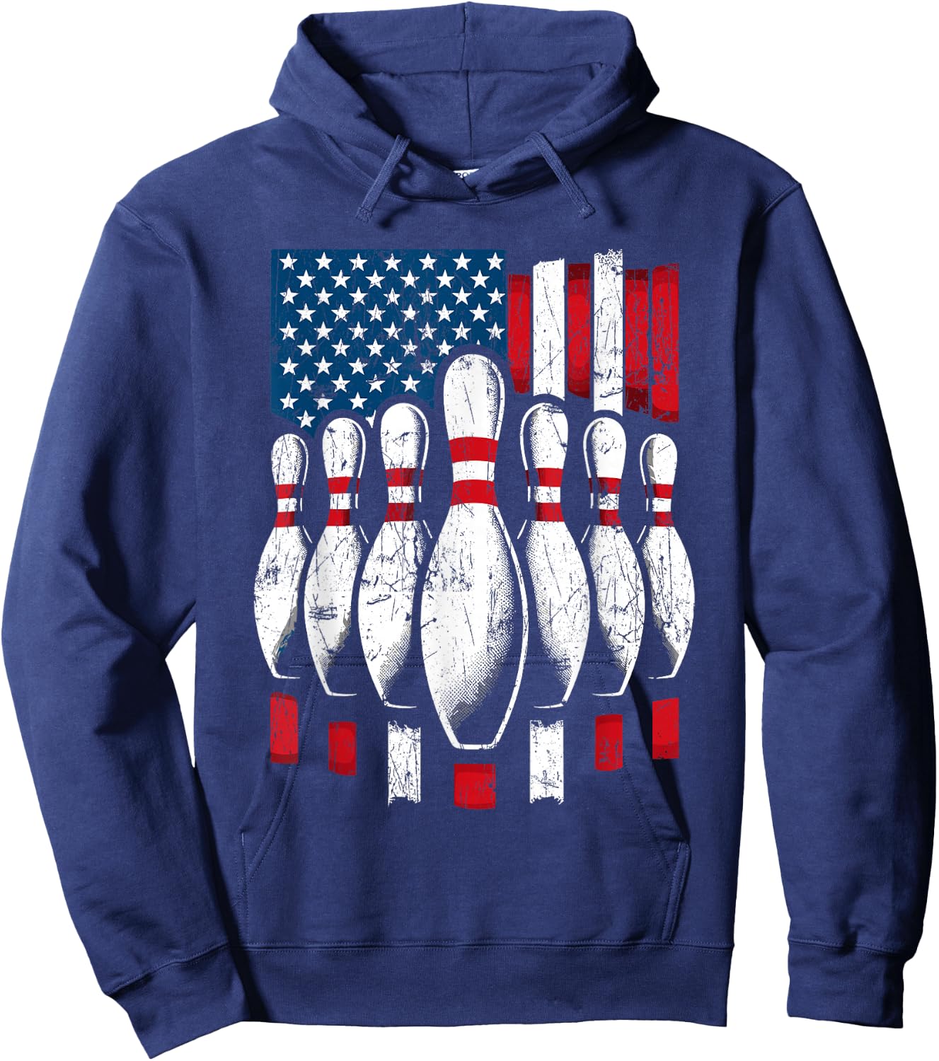 American Flag Patriotic Bowling Hoodie - Hoodie | Navy