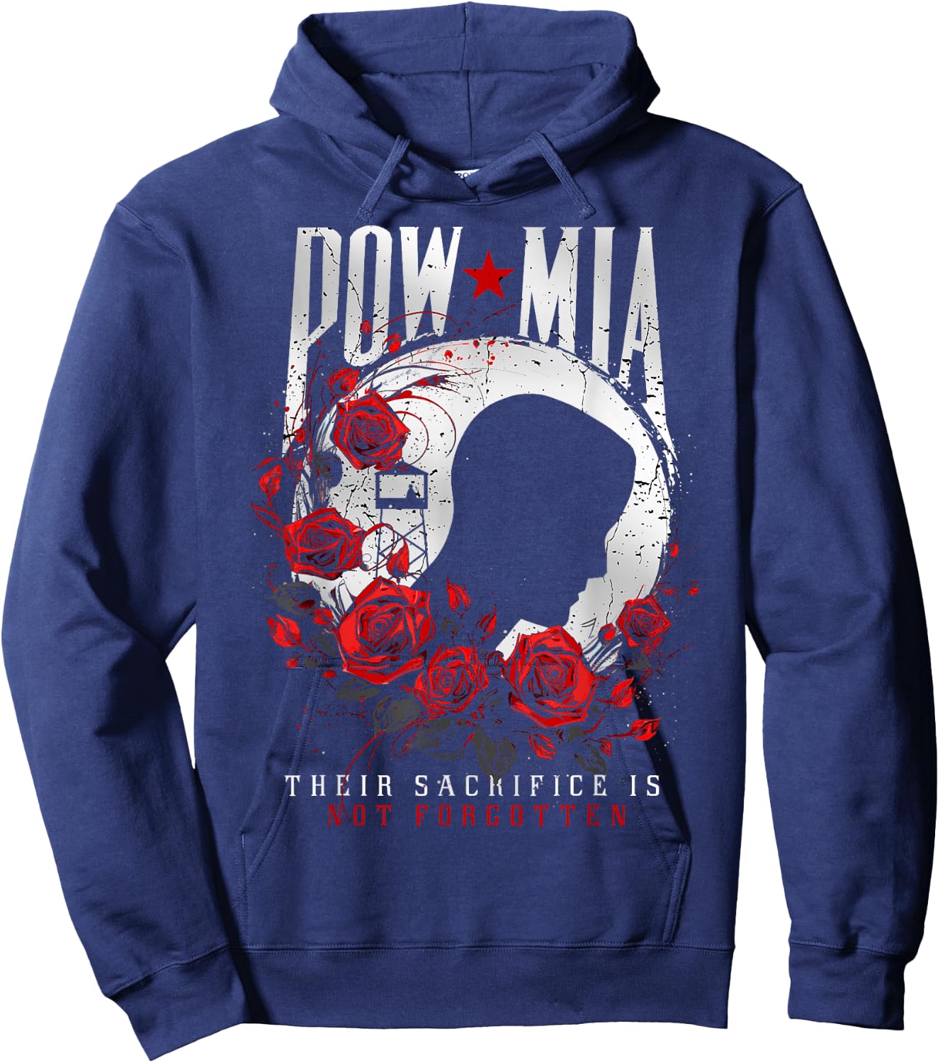 POW/MIA Red Rose Hoodie - Hoodie | Navy