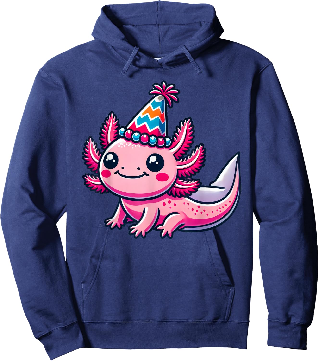 Anime Kawaii Axolotl Birthday Party Hat Hoodie - Hoodie | Navy