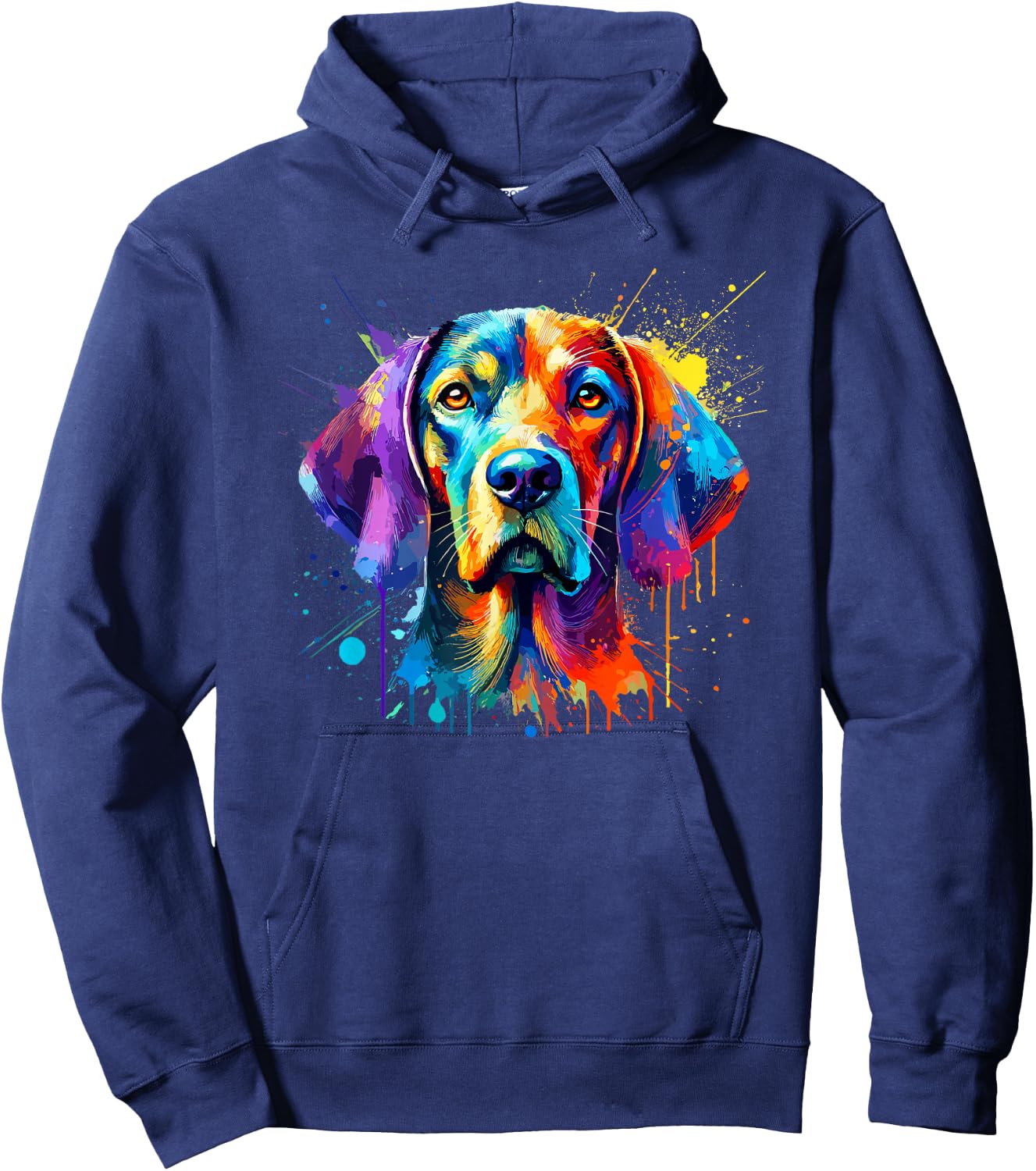 Colorful Splash Art Plott Hound Plott Dog Hoodie - Hoodie | Navy