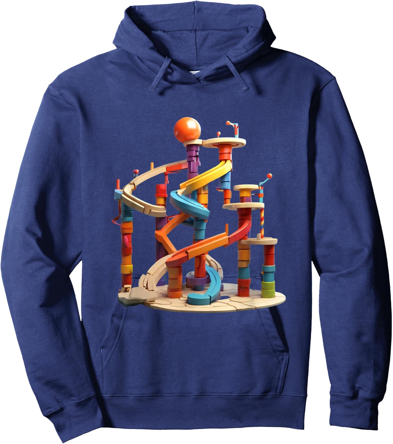 Marble Run Graphic Design Hoodie - Hoodie | Navy