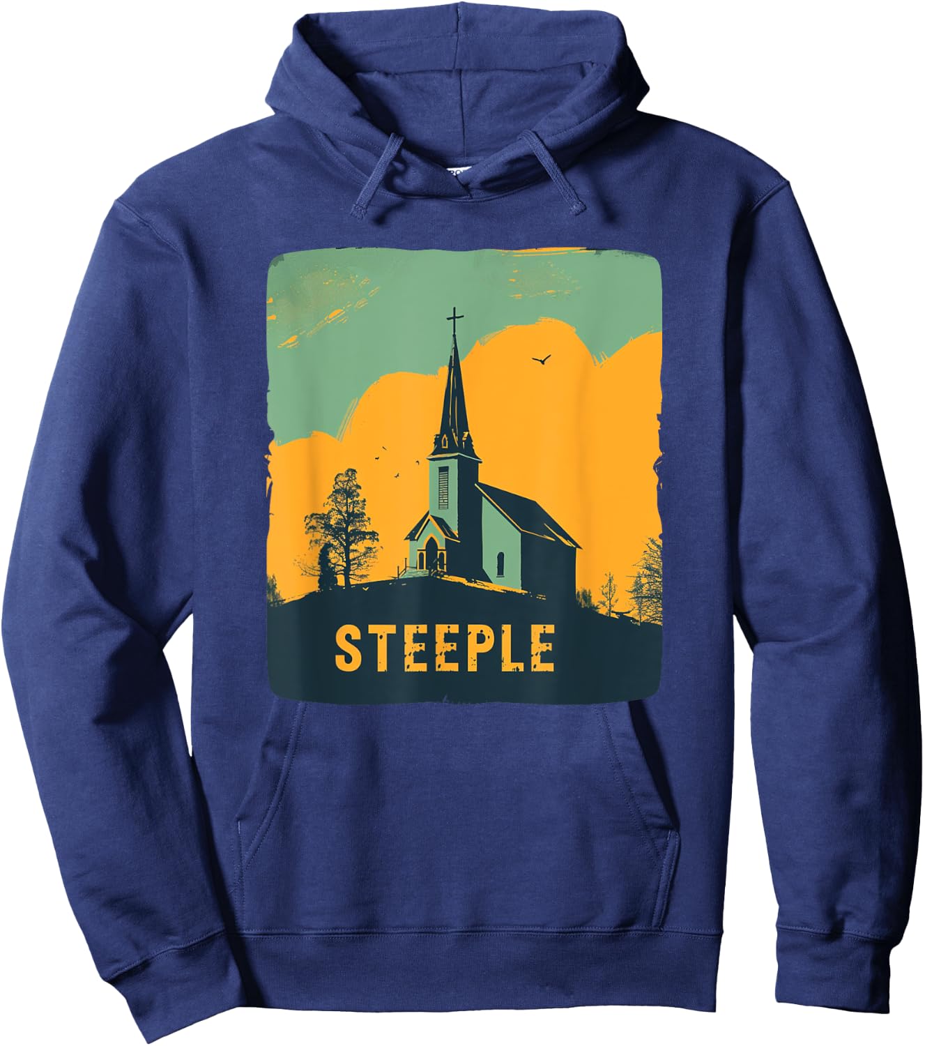 Nice Church with Steeple for Building Lovers Hoodie - Hoodie | Navy