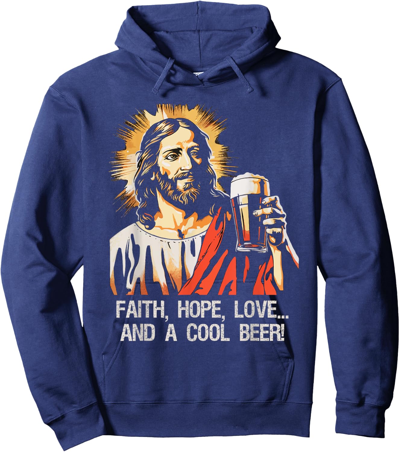 Jesus loves beer Faith, love, hope Beer Hoodie - Hoodie | Navy