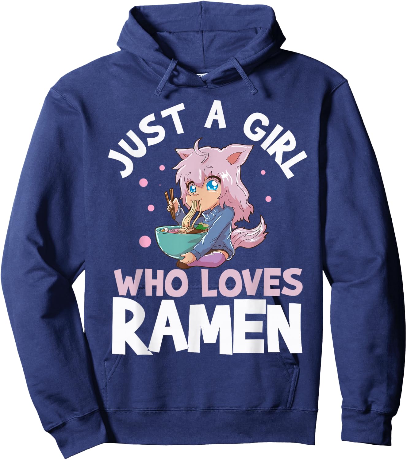 Just A Girl Who Loves Ramen Short Sleeve Hoodie - Hoodie | Navy