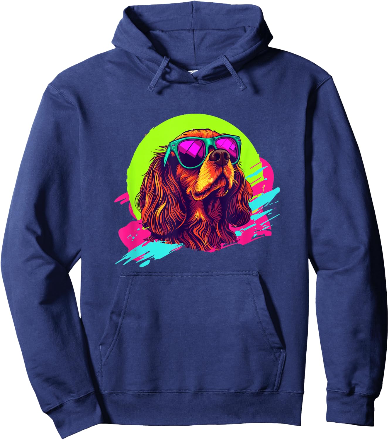 Retro Vintage 80s Ruby Cavalier Charles Spaniel Hoodie - Hoodie | Navy
