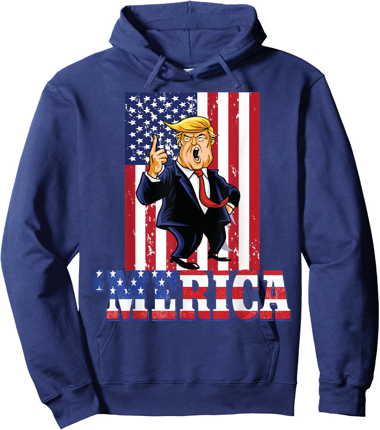 Trump 4th of July Merica Men Women Patriotic Hoodie - Hoodie | Navy