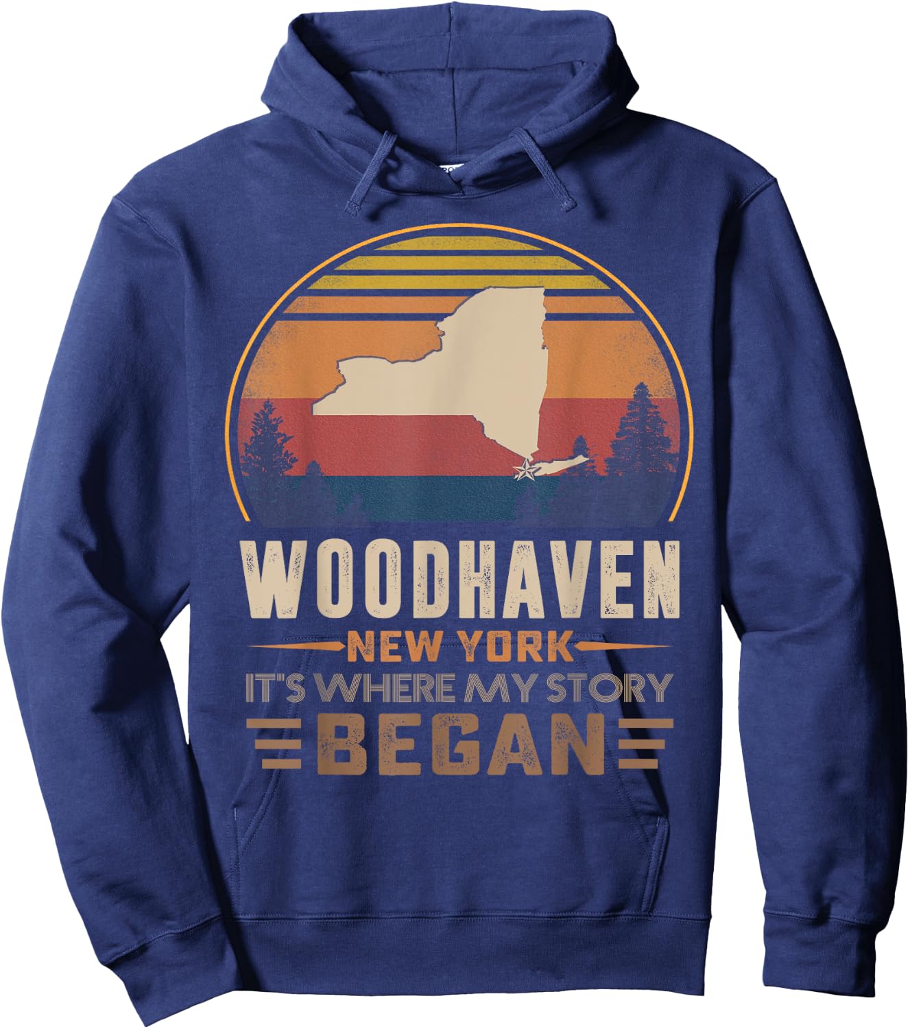Woodhaven New York Where My Story Began Hoodie - Hoodie | Navy