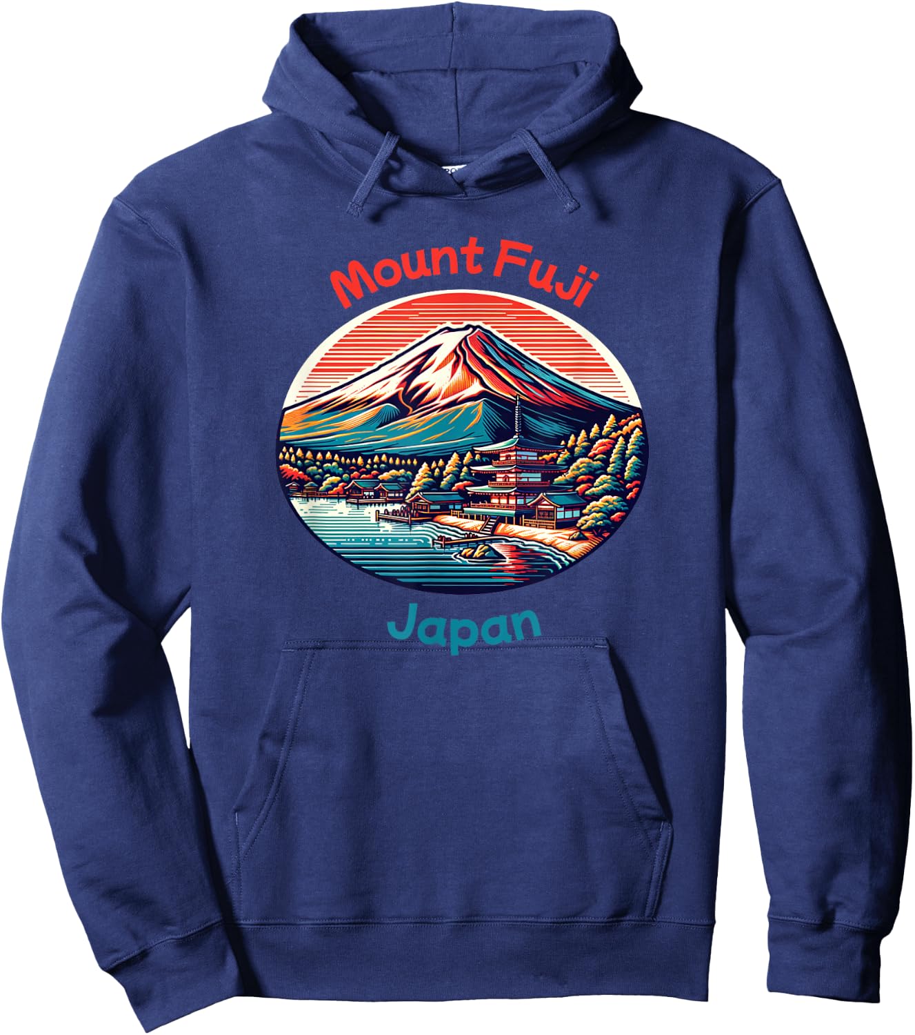 Mt Fuji Mountain Vintage Japanese Hoodie - Hoodie | Navy