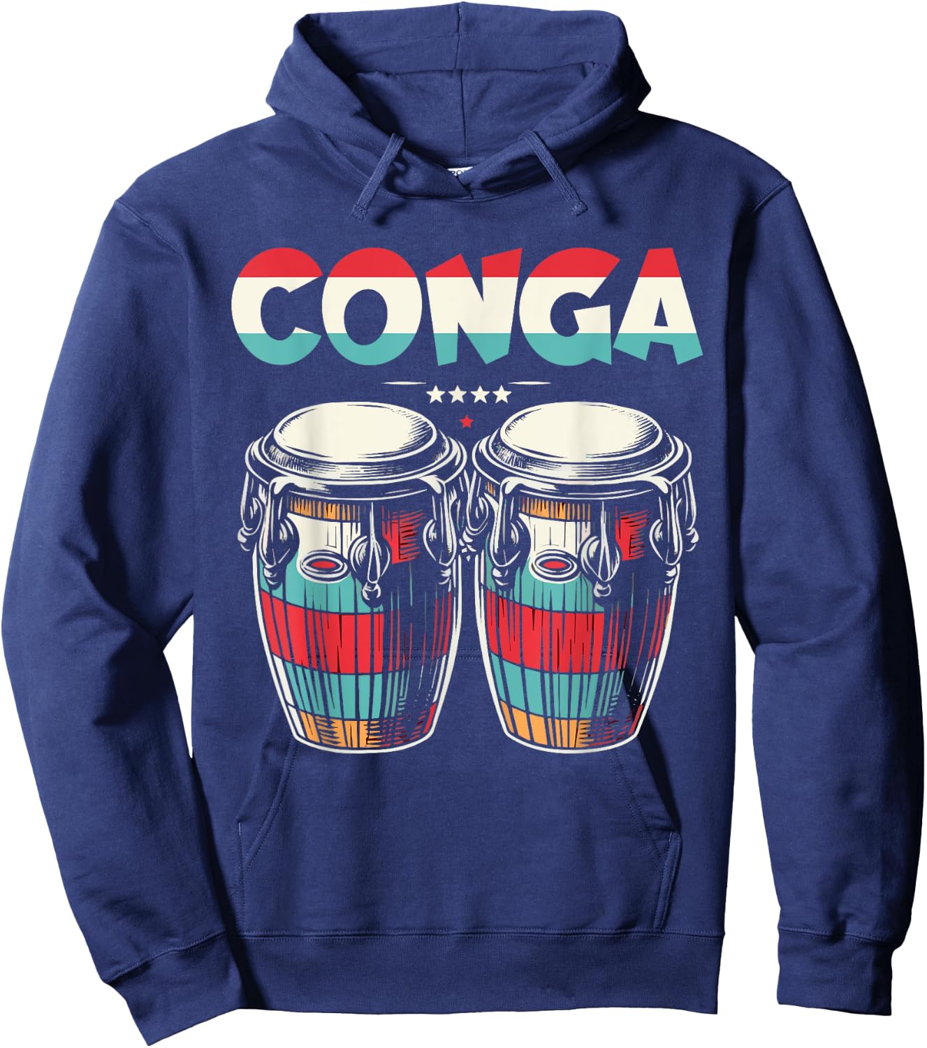 Conga Retro Style Colorful Conga Drums Hoodie - Hoodie | Navy