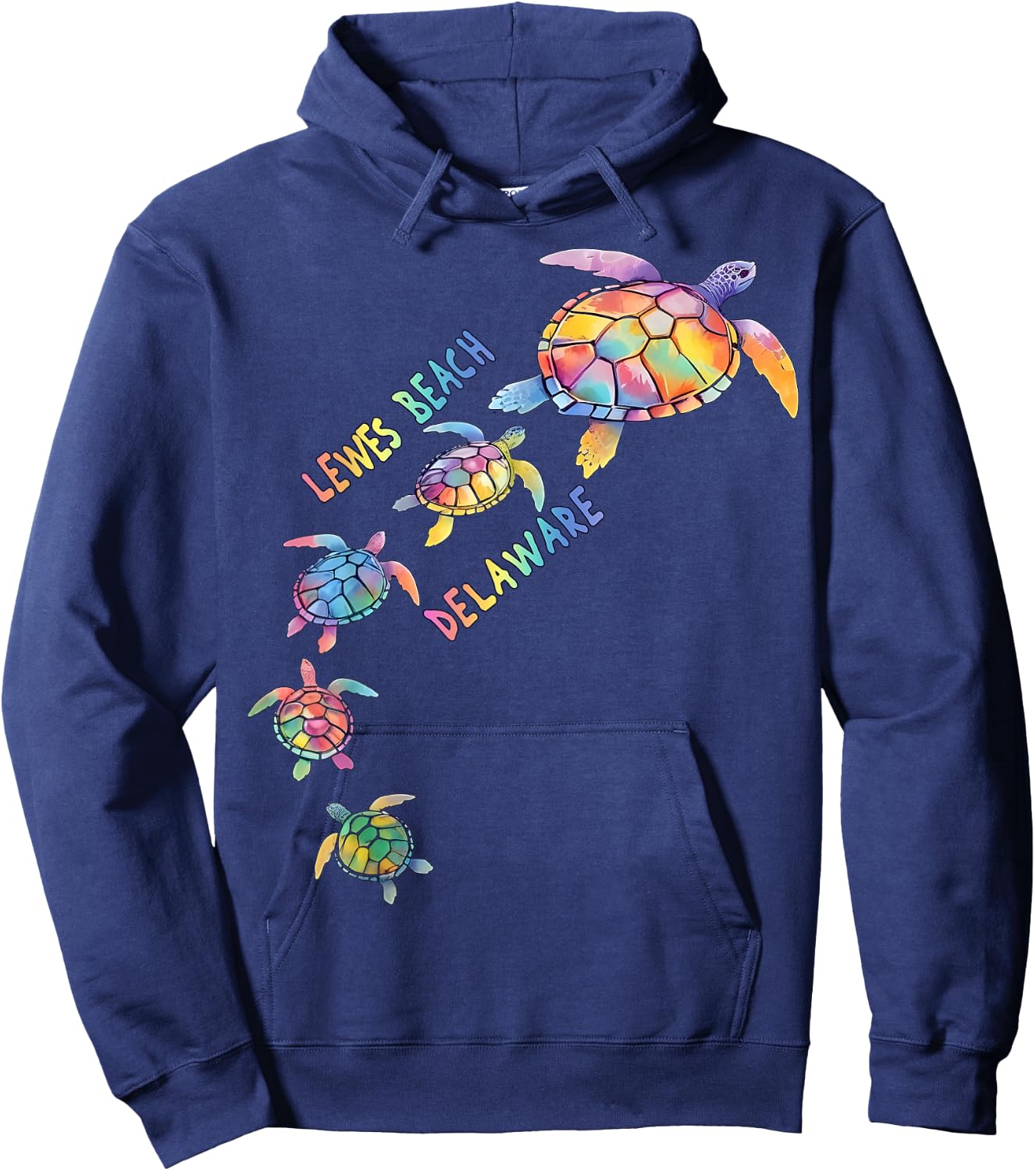 Lewes Beach Delaware Sea Turtle Lover Beach Hoodie - Hoodie | Navy