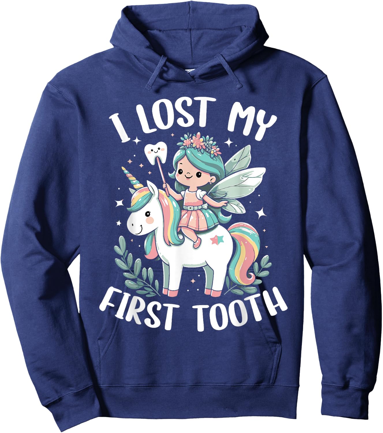 I Lost My First Tooth Funny Unicorn Tooth Fairy Hoodie - Hoodie | Navy