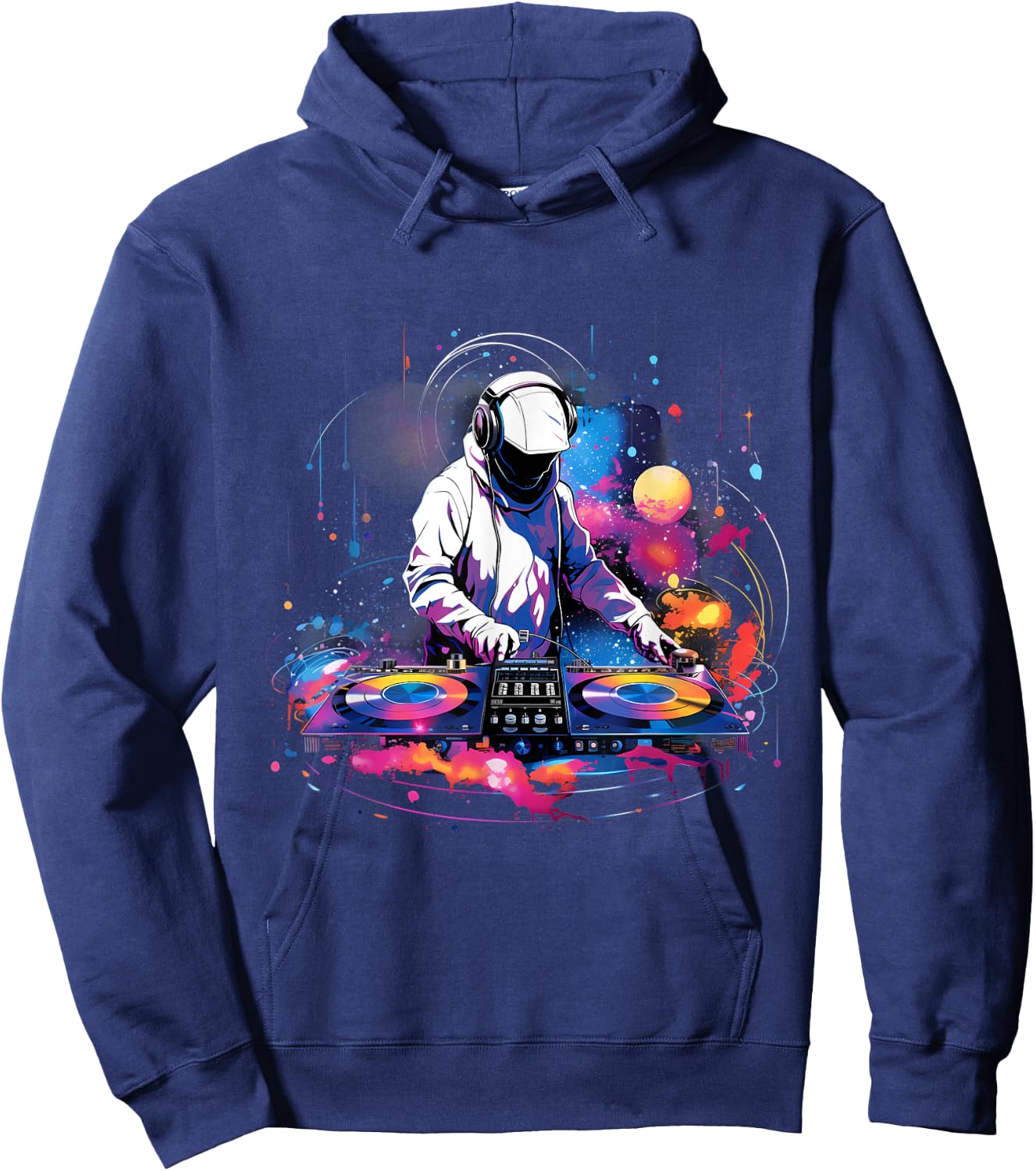 DJ Space Turntable Disc Jockey Astronaut Mixer Hoodie - Hoodie | Navy