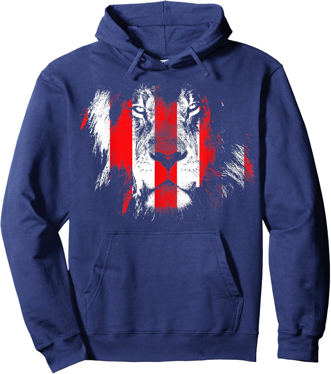 Red And White Lion Face Bilbao Hoodie - Hoodie | Navy