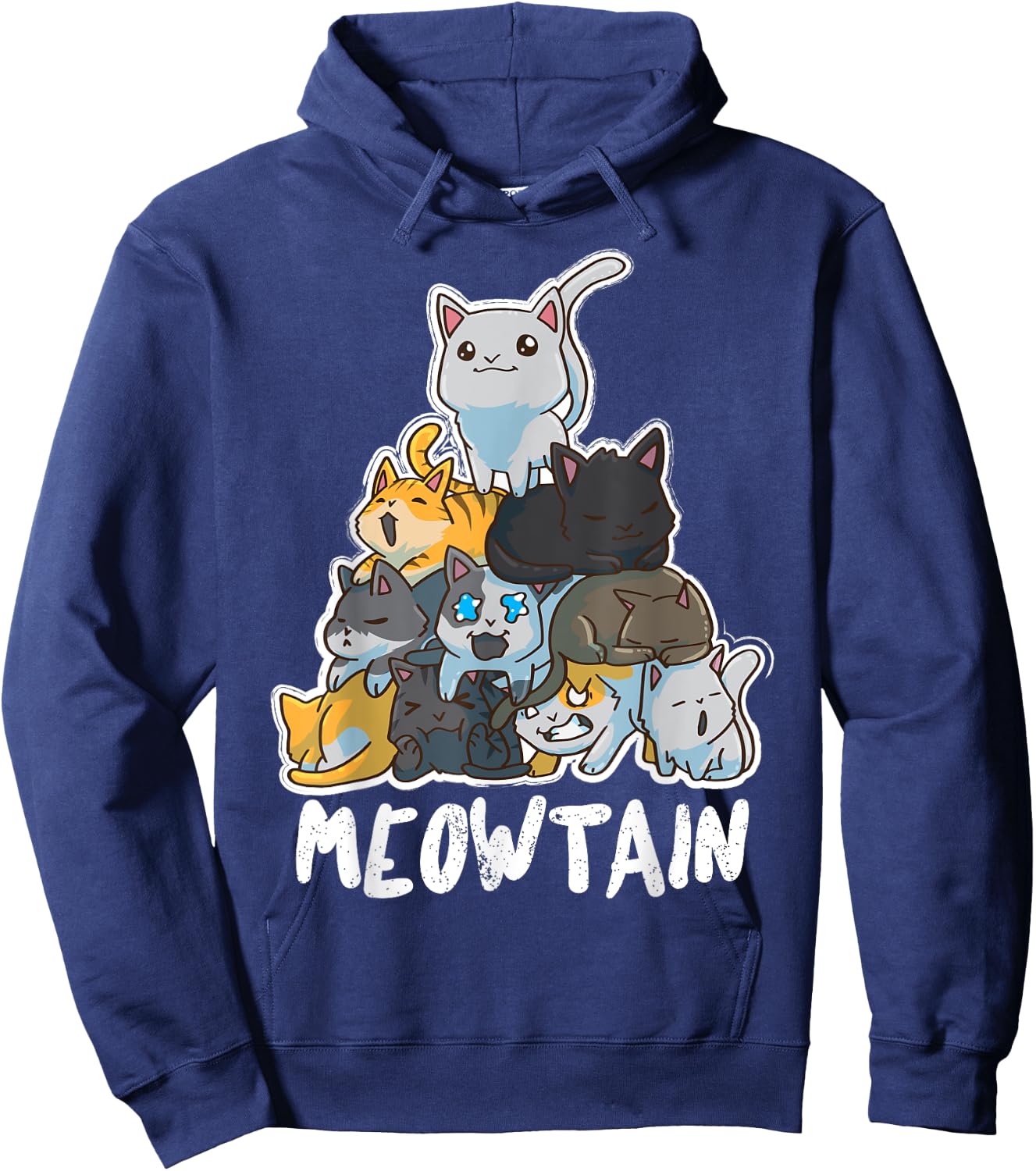 Anime Cats Kawaii Neko Pile Moewtain Hoodie - Hoodie | Navy