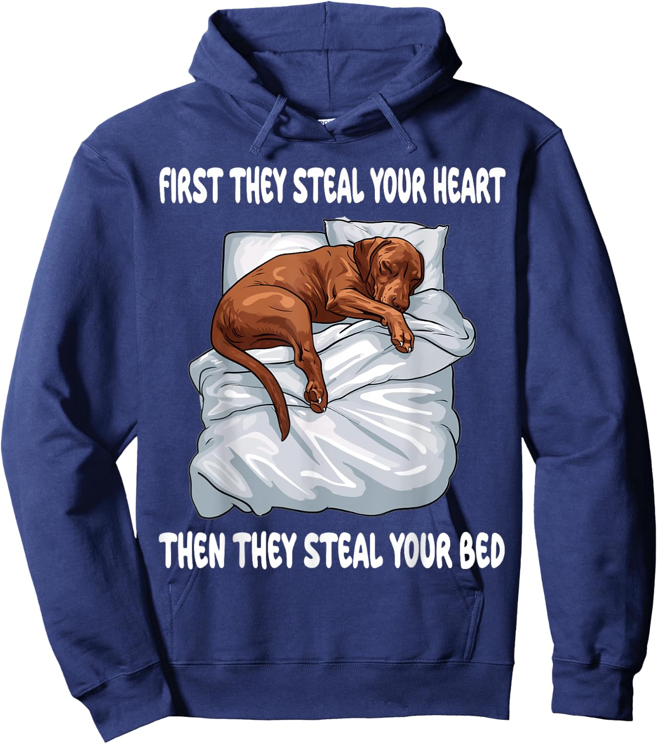 Vizsla Sleeping Pajamas Nightgown Hoodie - Hoodie | Navy