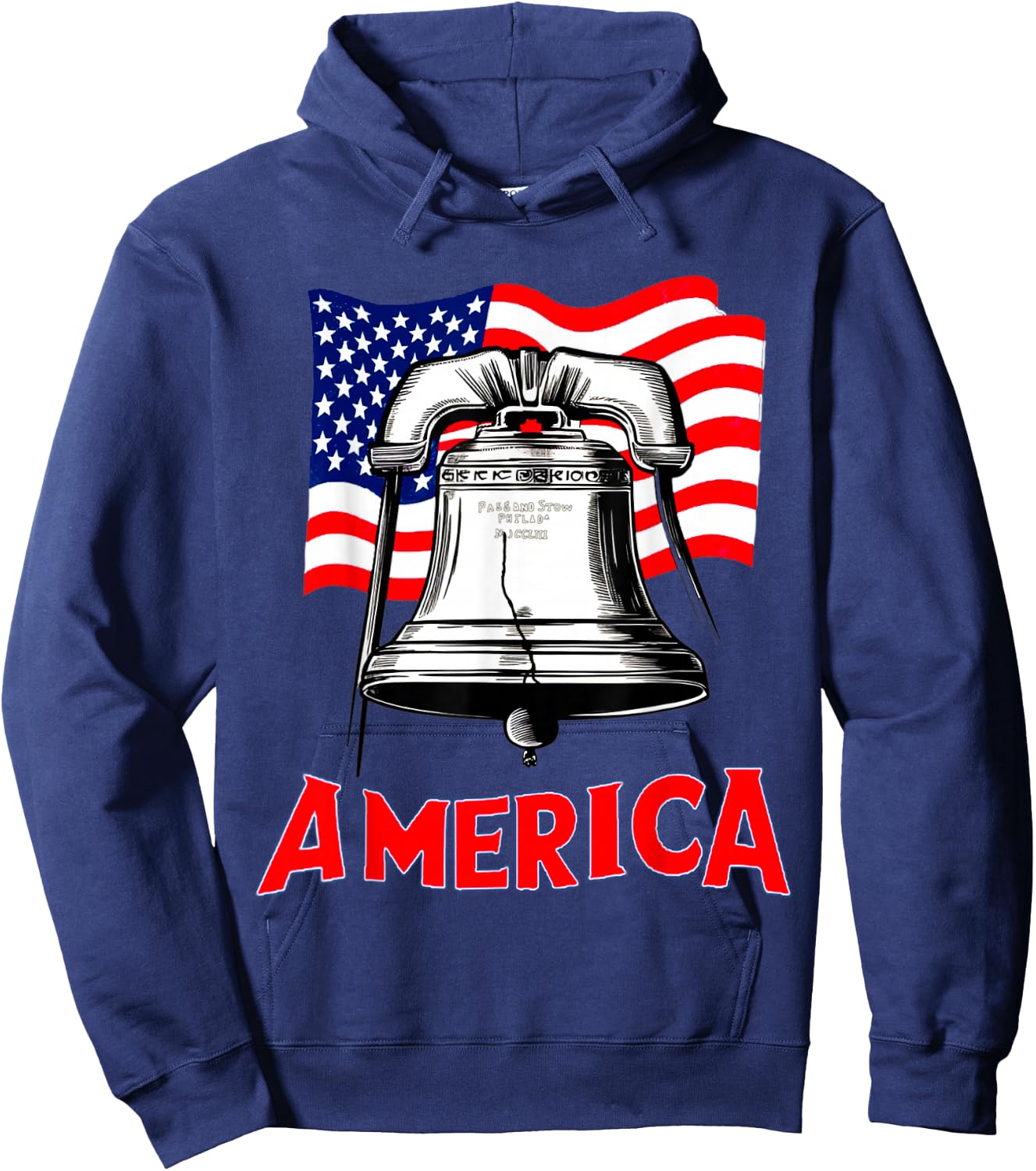 Liberty Bell and America Let freedom Ring Hoodie - Hoodie | Navy