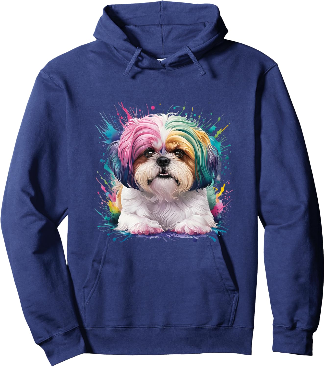 Men Woman Colorful Watercolor Shih Tzu Hoodie - Hoodie | Navy