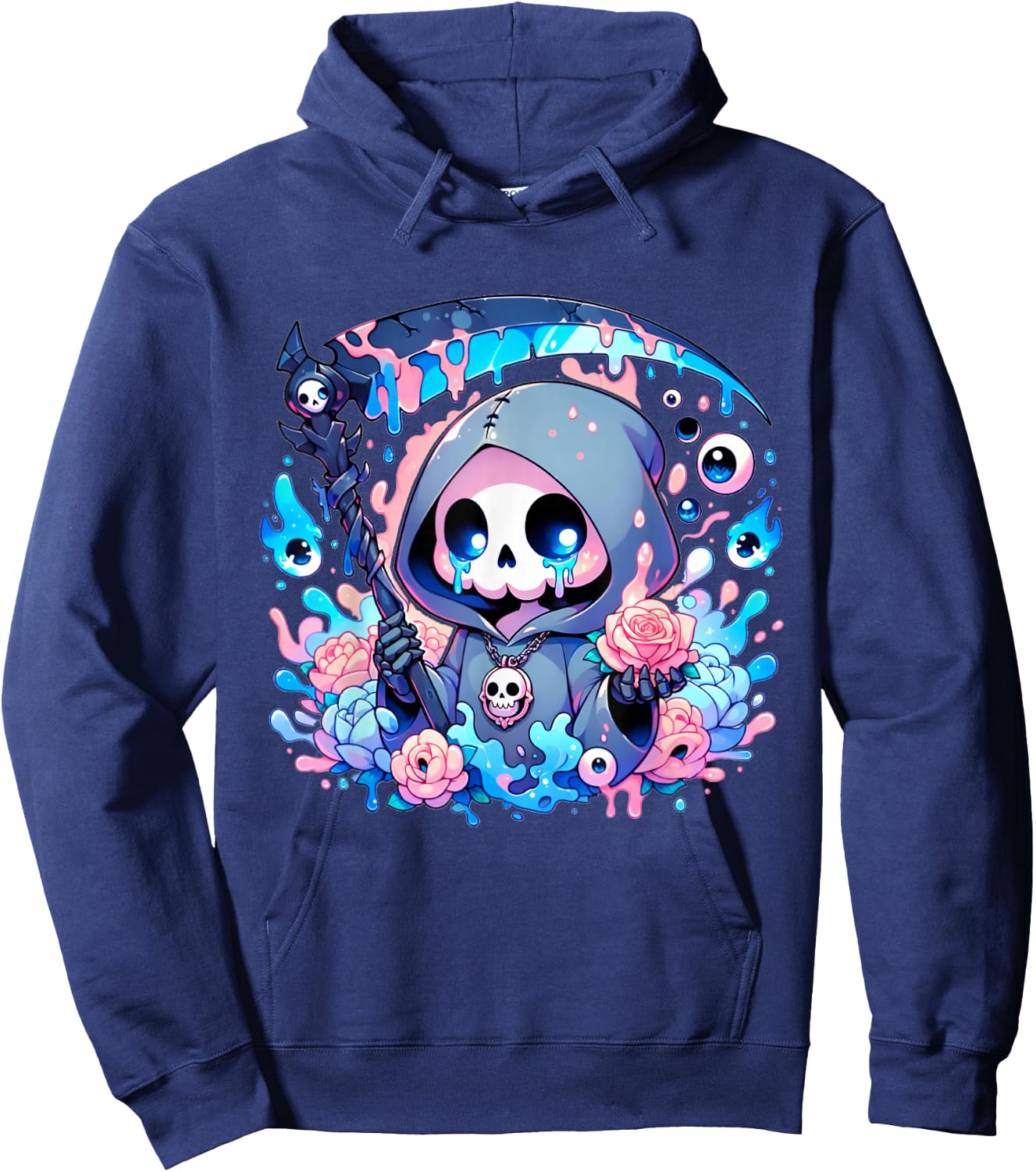 Cute Kawaii Pastel Goth Reaper Hoodie - Hoodie | Navy