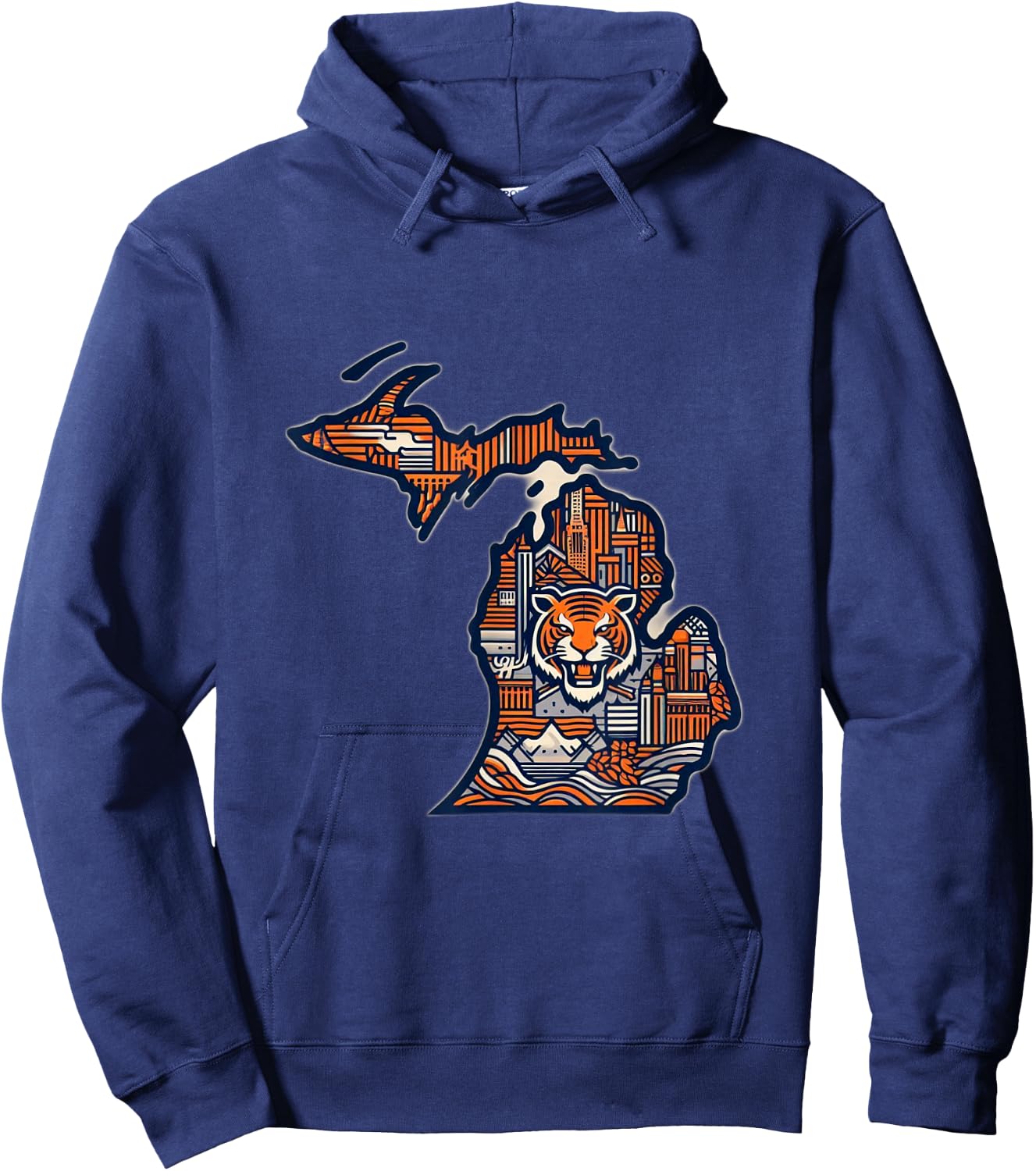 Michigan Vintage Detroit Design Hoodie - Hoodie | Navy