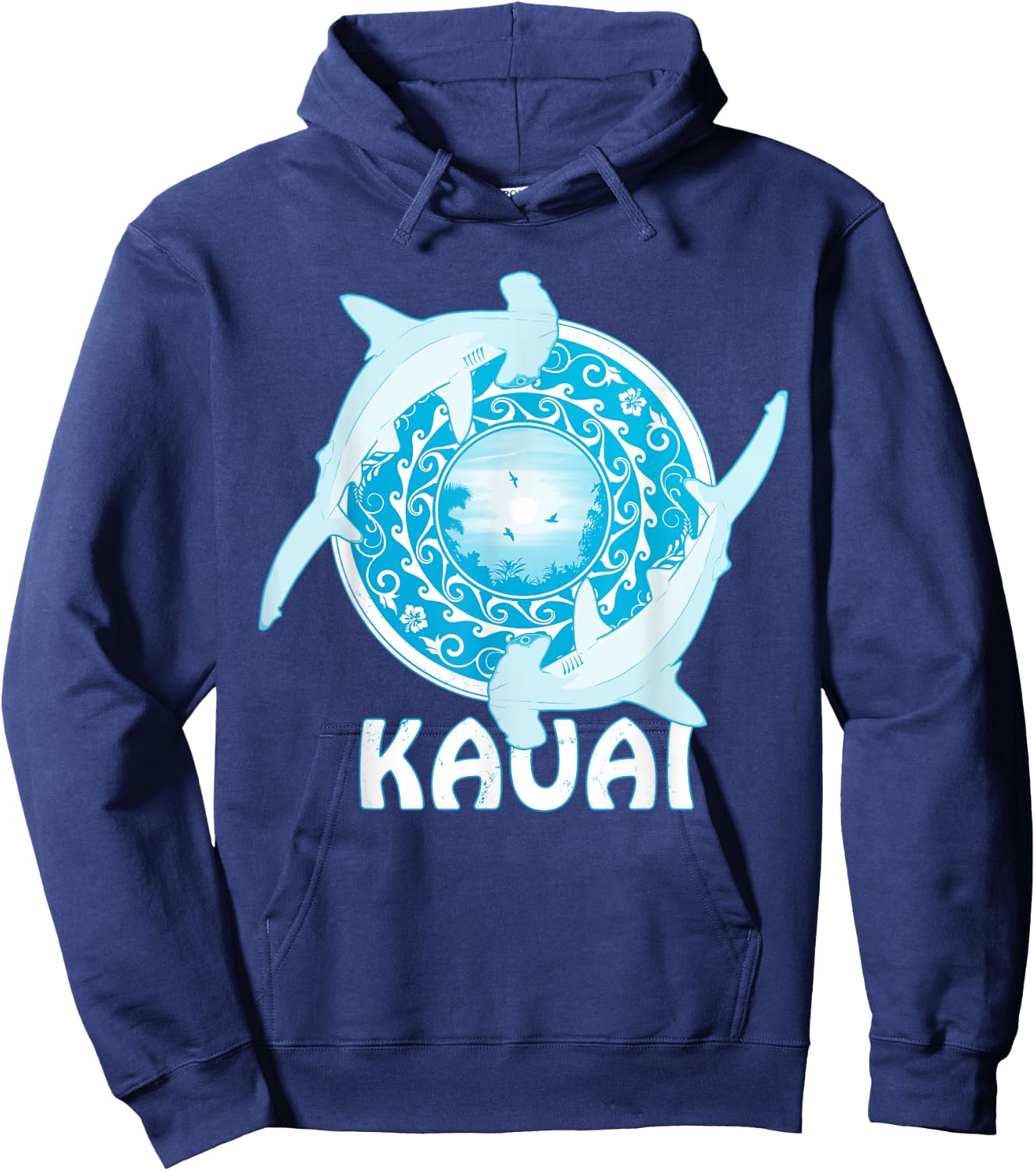 Hammerhead Shark Polynesian Design Kauai Hoodie - Hoodie | Navy