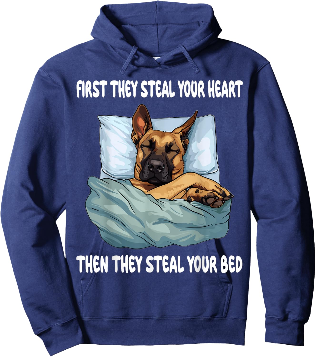 Belgian Malinois Sleeping Pajamas Nightgown Hoodie - Hoodie | Navy