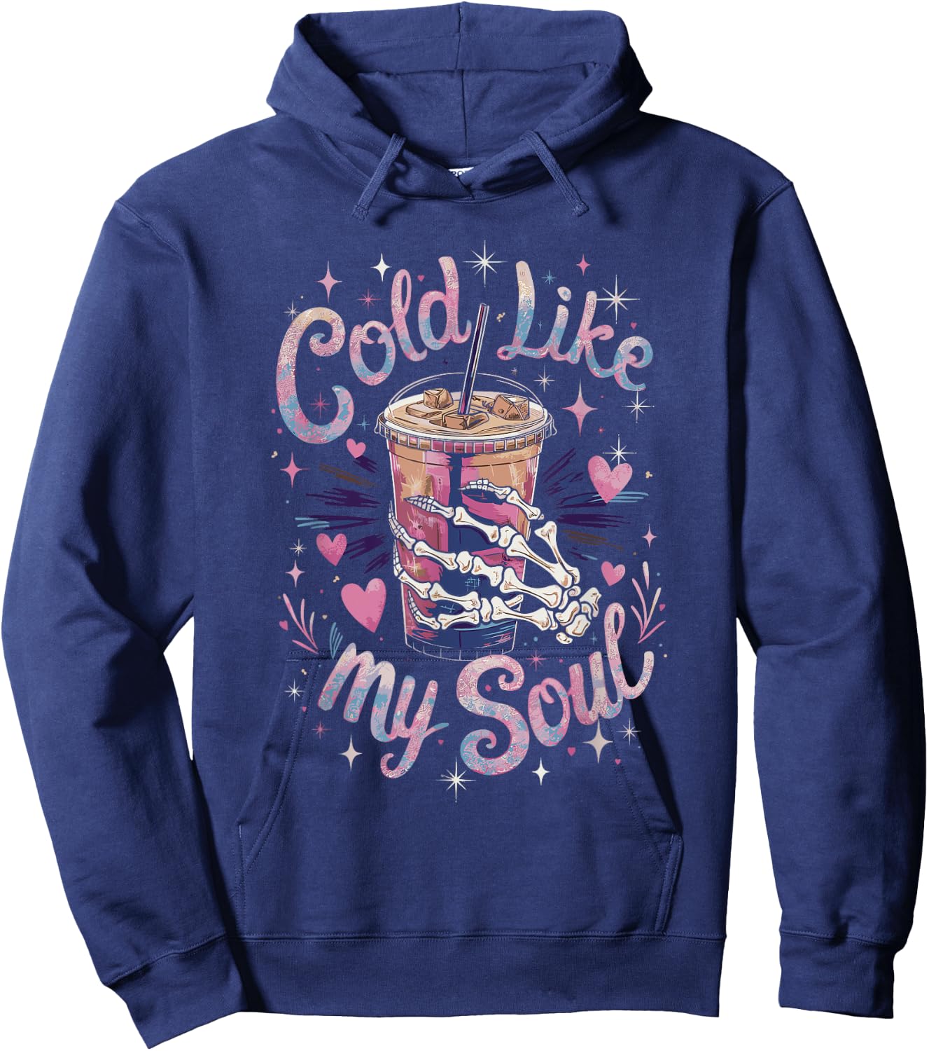 Cold Like My Soul Coffee Sarcastic Hoodie - Hoodie | Navy