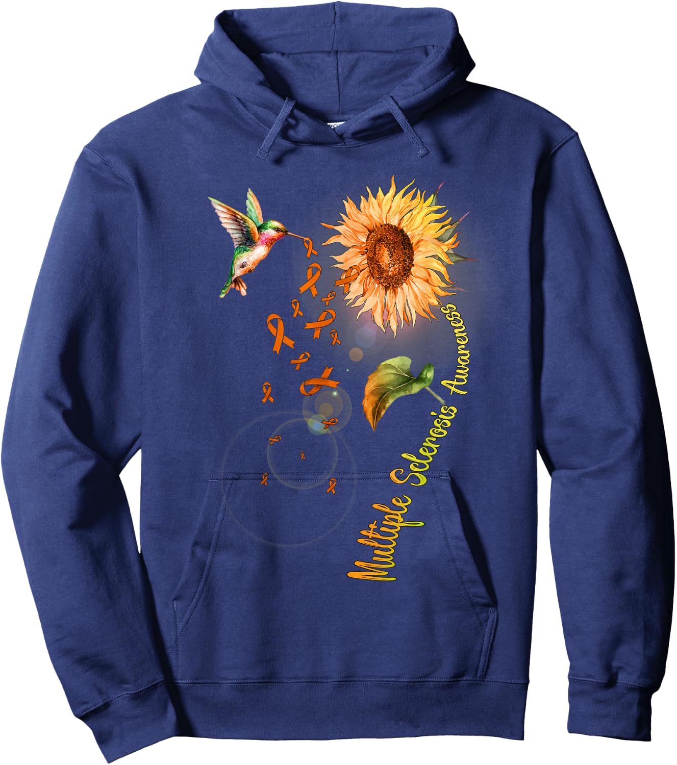 Multiple Sclerosis Sunflower Hummingbird Hoodie - Hoodie | Navy