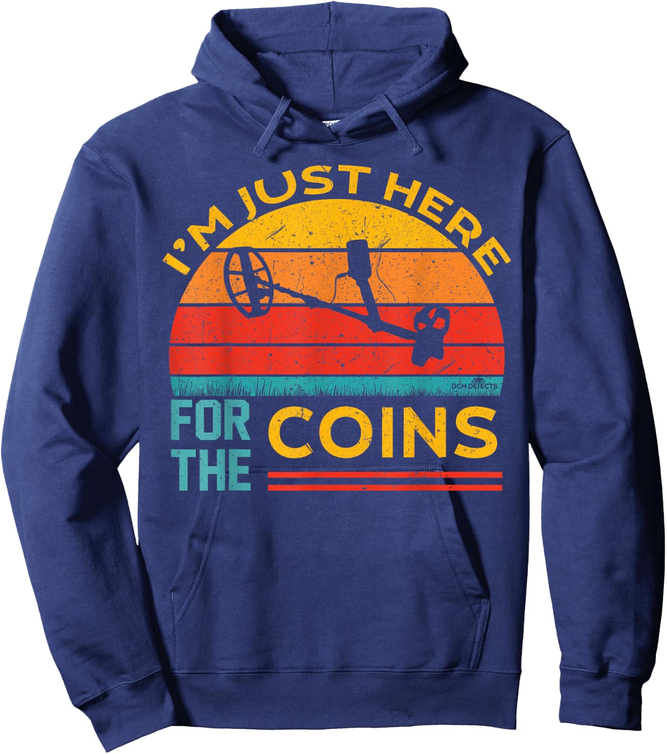 Retro Sunset Coin Hunter Metal Detecting Hoodie - Hoodie | Navy