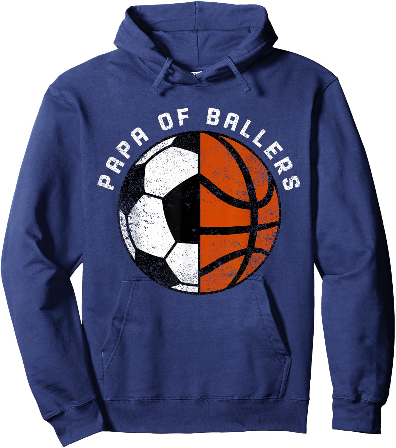 Papa Of Ballers Funny Soccer Basketball Papa Hoodie - Hoodie | Navy