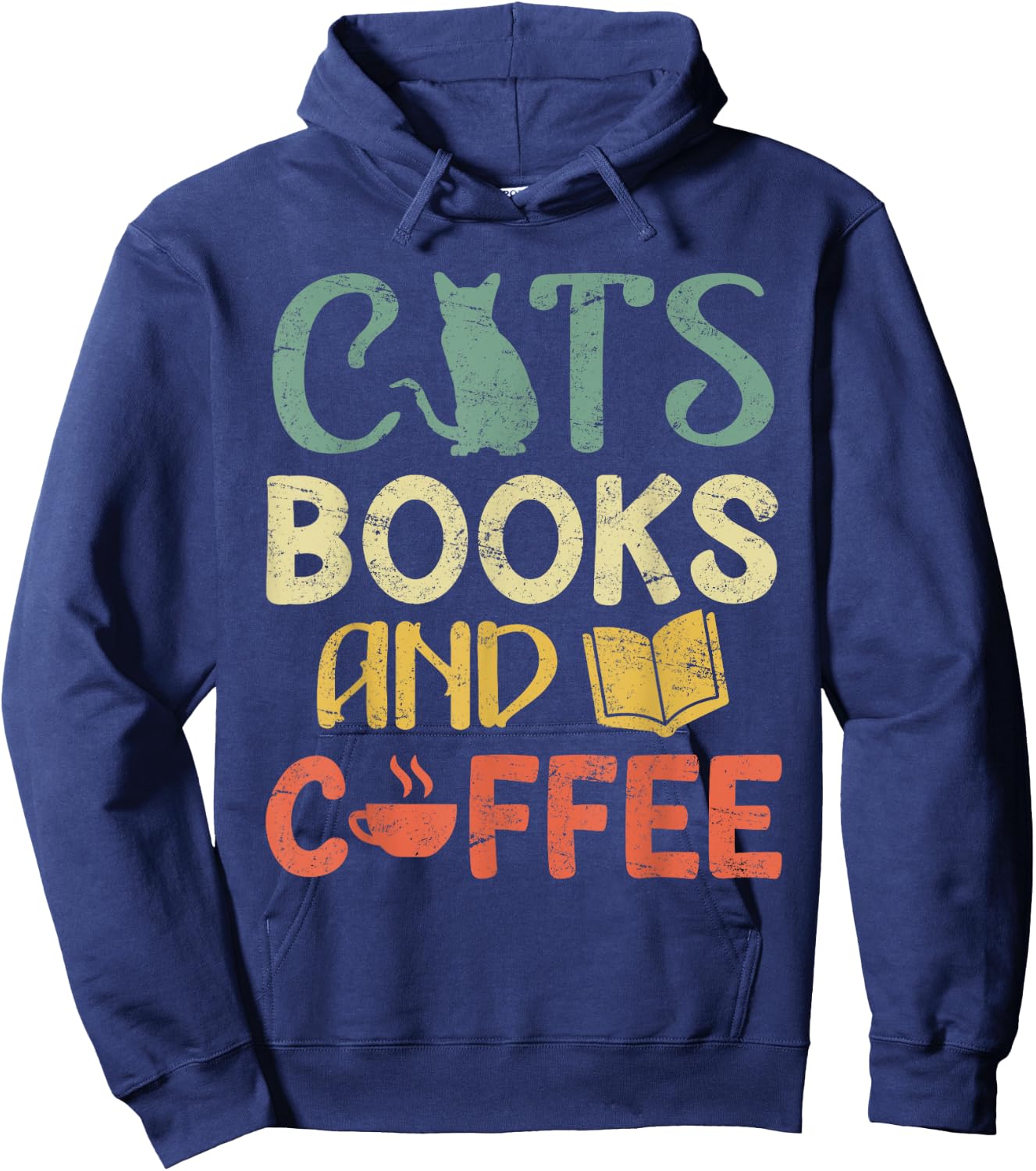 Cats books and coffee Cafe Coffee Drinker Hoodie - Hoodie | Navy