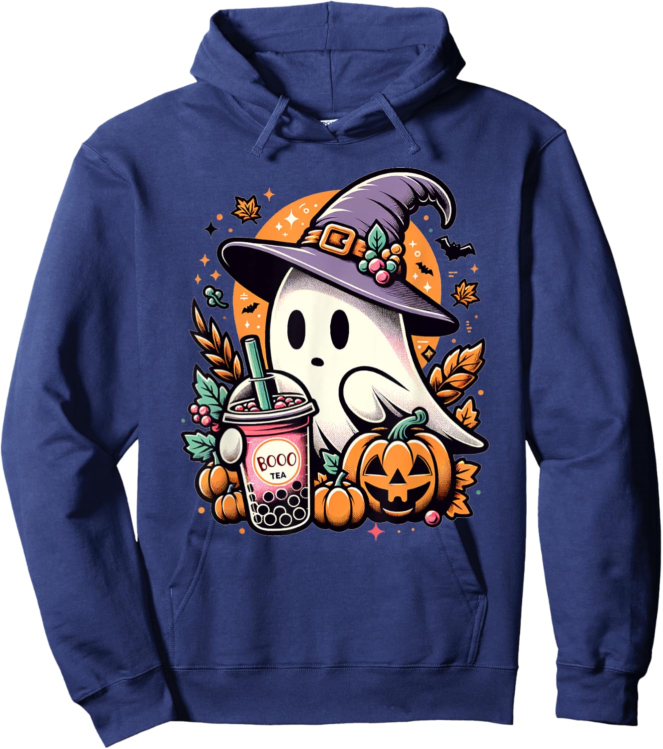 Halloween Ghost Funny Halloween Bubble Tea Hoodie - Hoodie | Navy