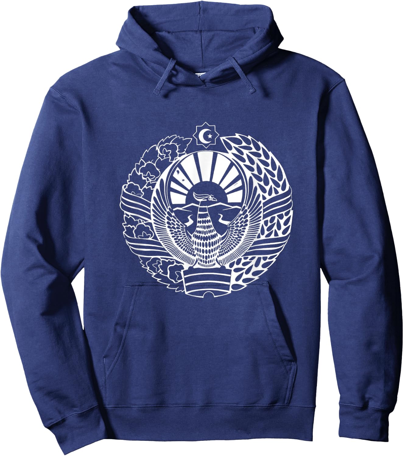 Uzbekistan Flag Lion Illustration Uzbek Hoodie - Hoodie | Navy