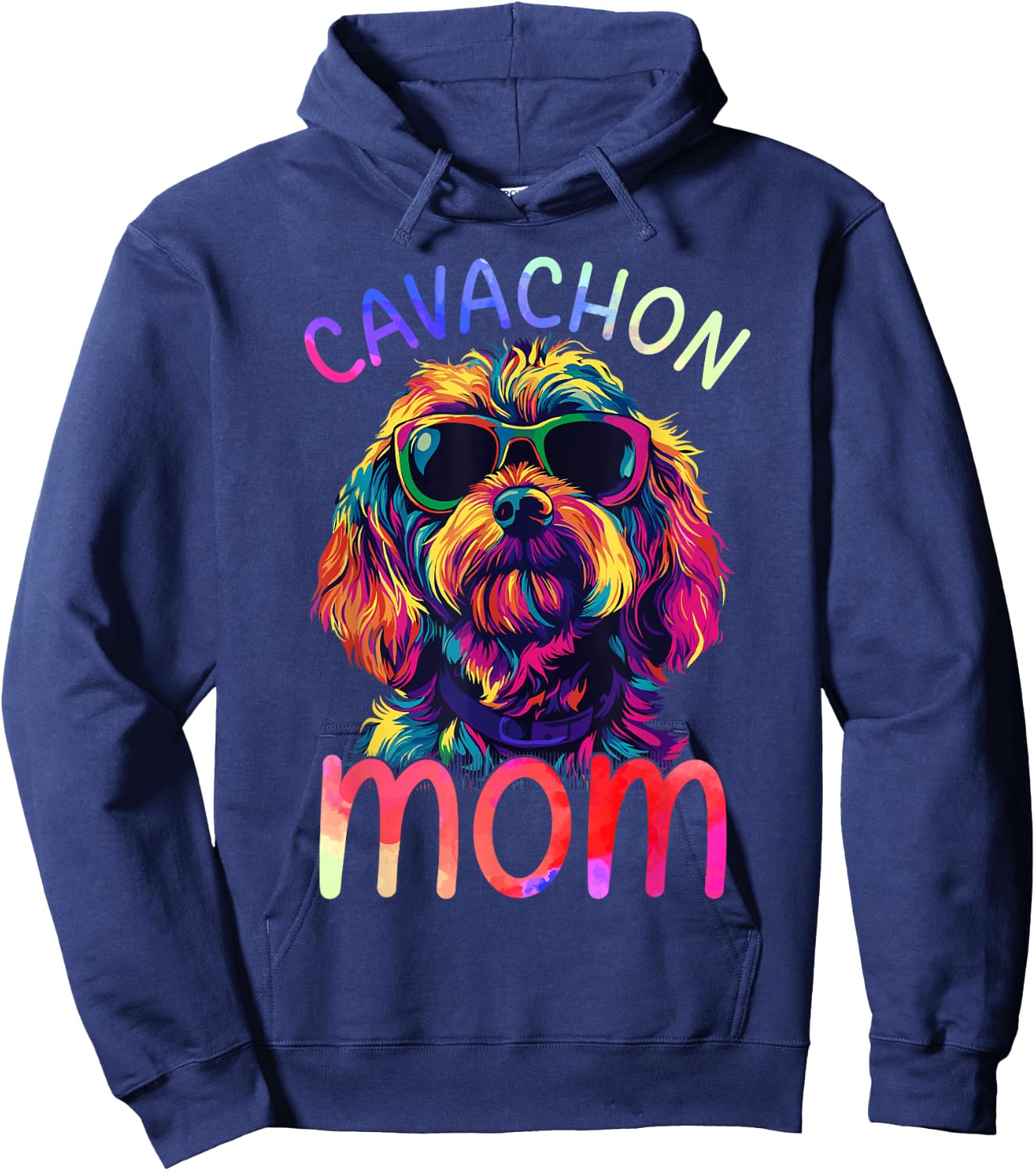 Cavachon Mom Colorful Pop Art Cavachon Hoodie - Hoodie | Navy