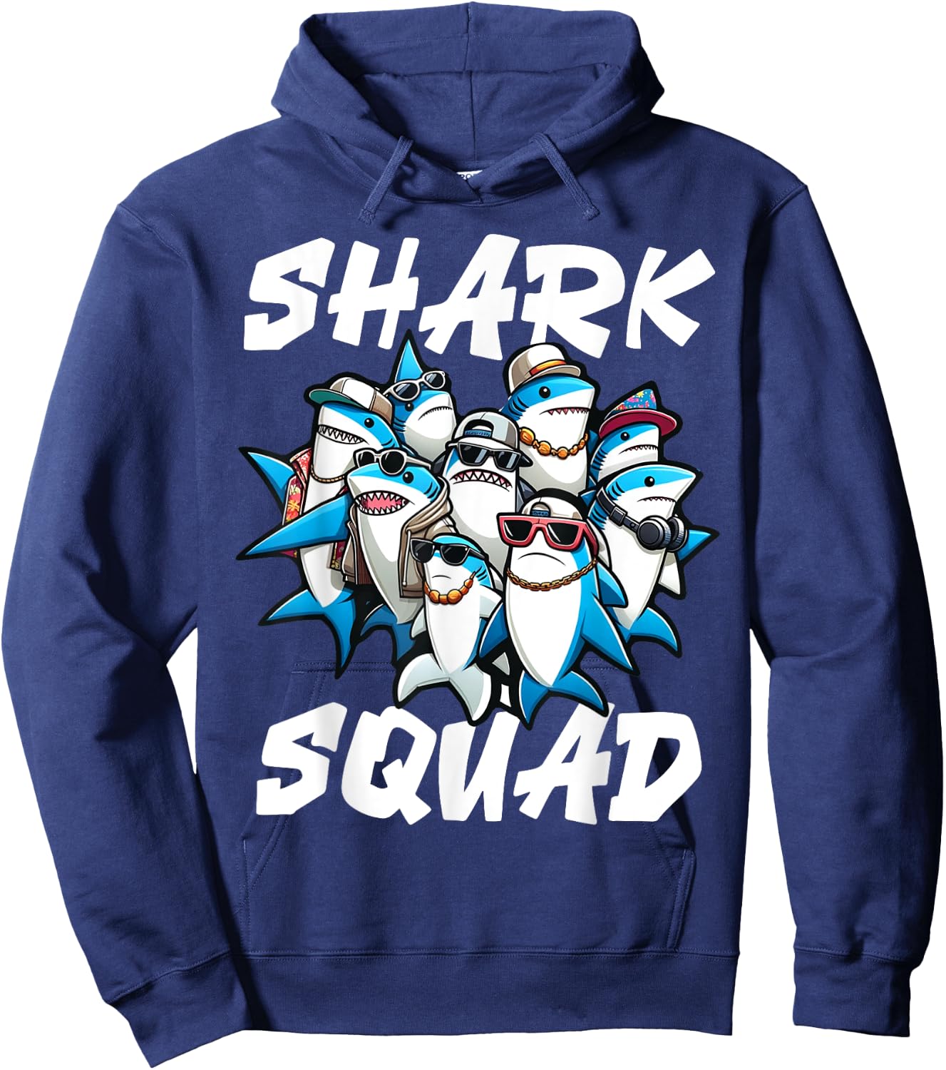 Cool Shark Shark Squad Beach Funny Shark Hoodie - Hoodie | Navy