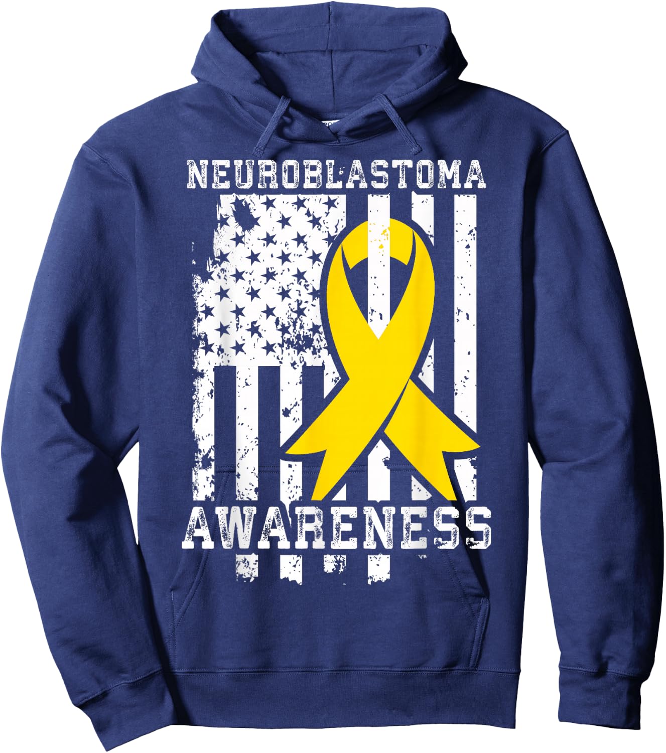 Neuroblastoma Awareness American Flag Shirt Hoodie - Hoodie | Navy