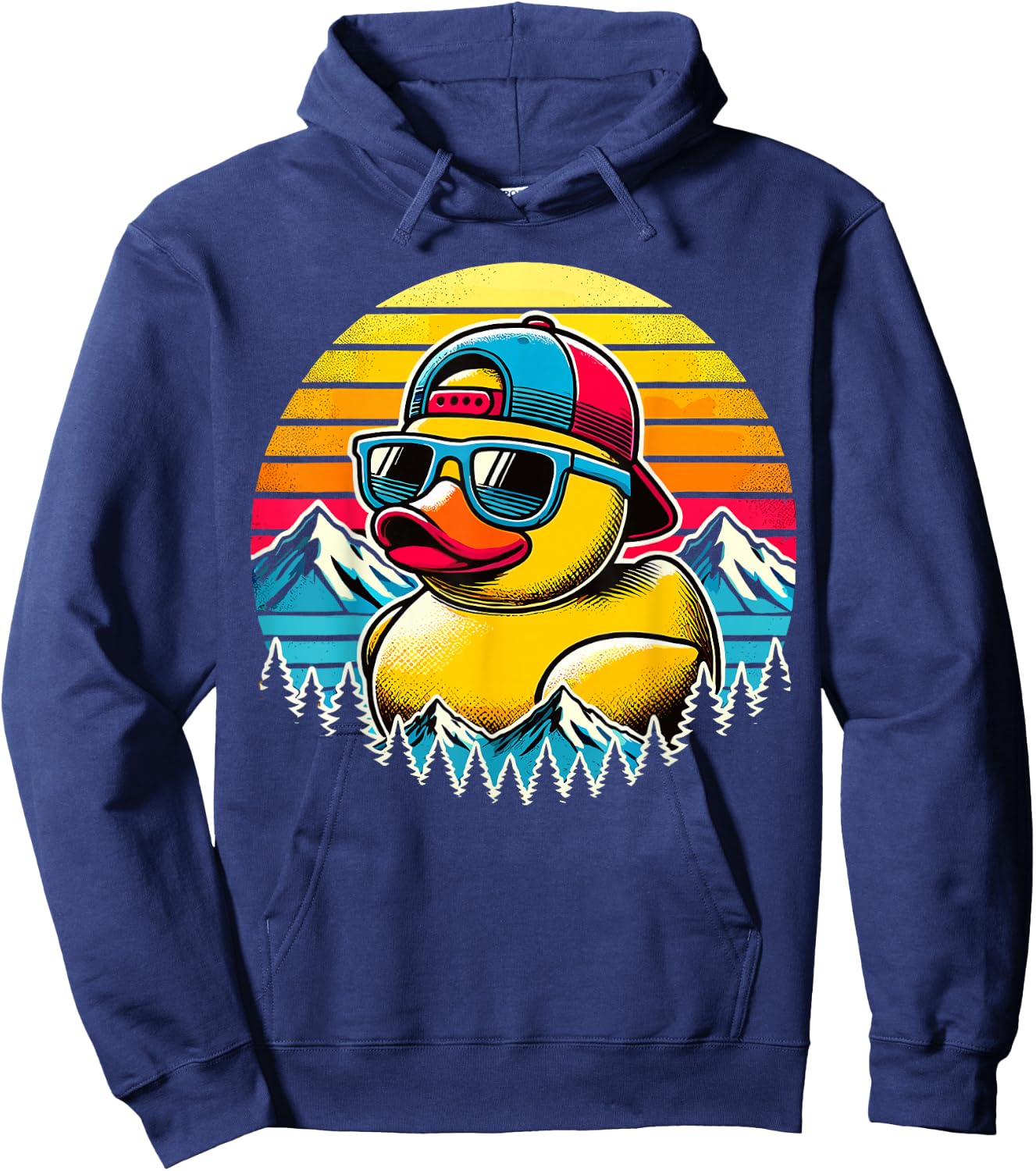 Vintage Duck with Sunglasse Hoodie - Hoodie | Navy