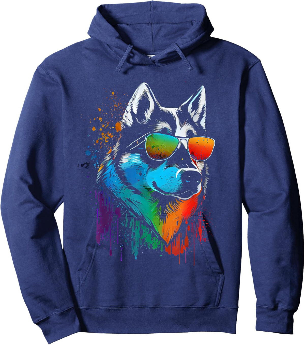 Husky walking sunglasses pet dogs owner Hoodie - Hoodie | Navy