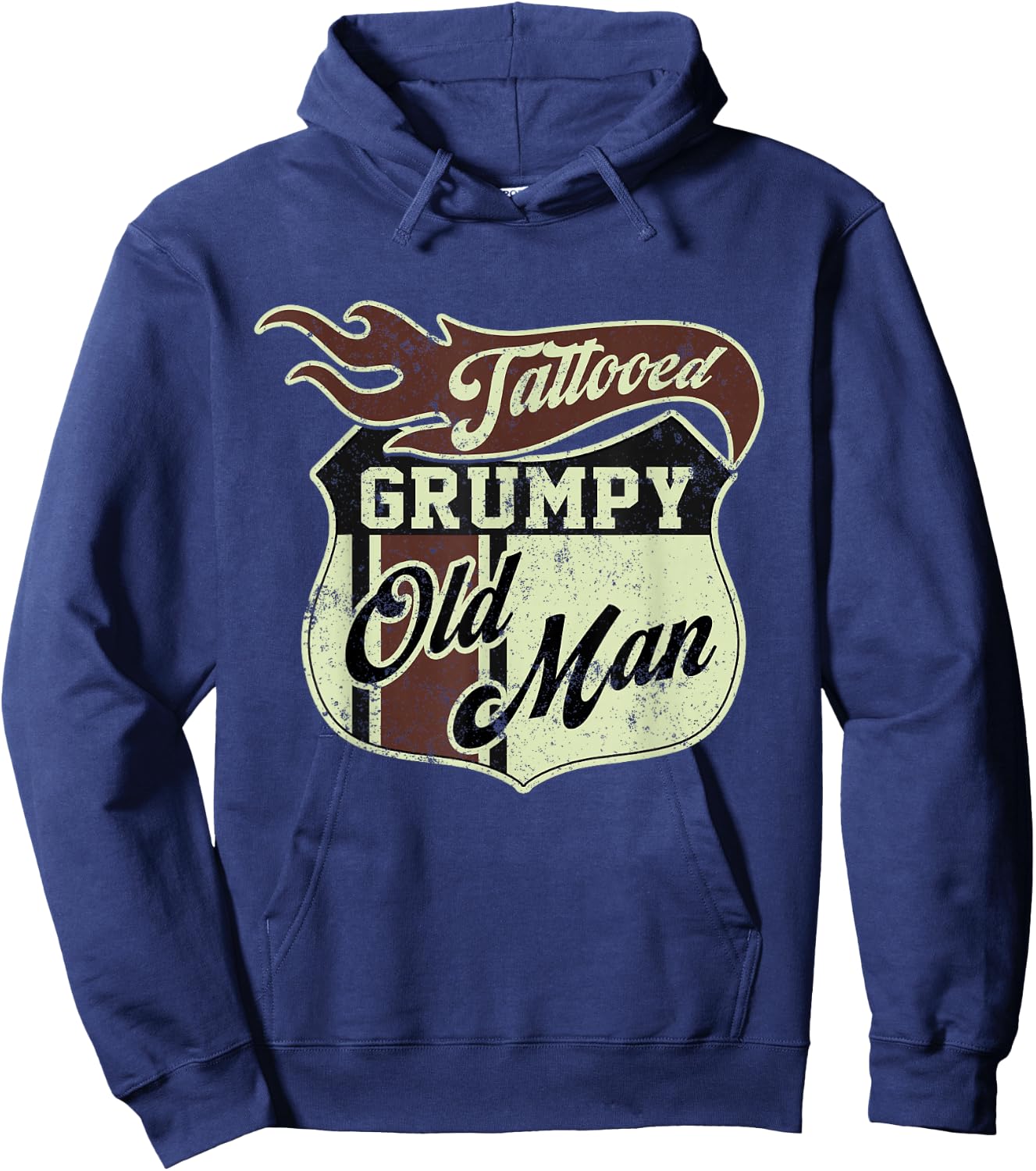Tattooed Grumpy Old Man Saying Tattoo Vintage Hoodie - Hoodie | Navy