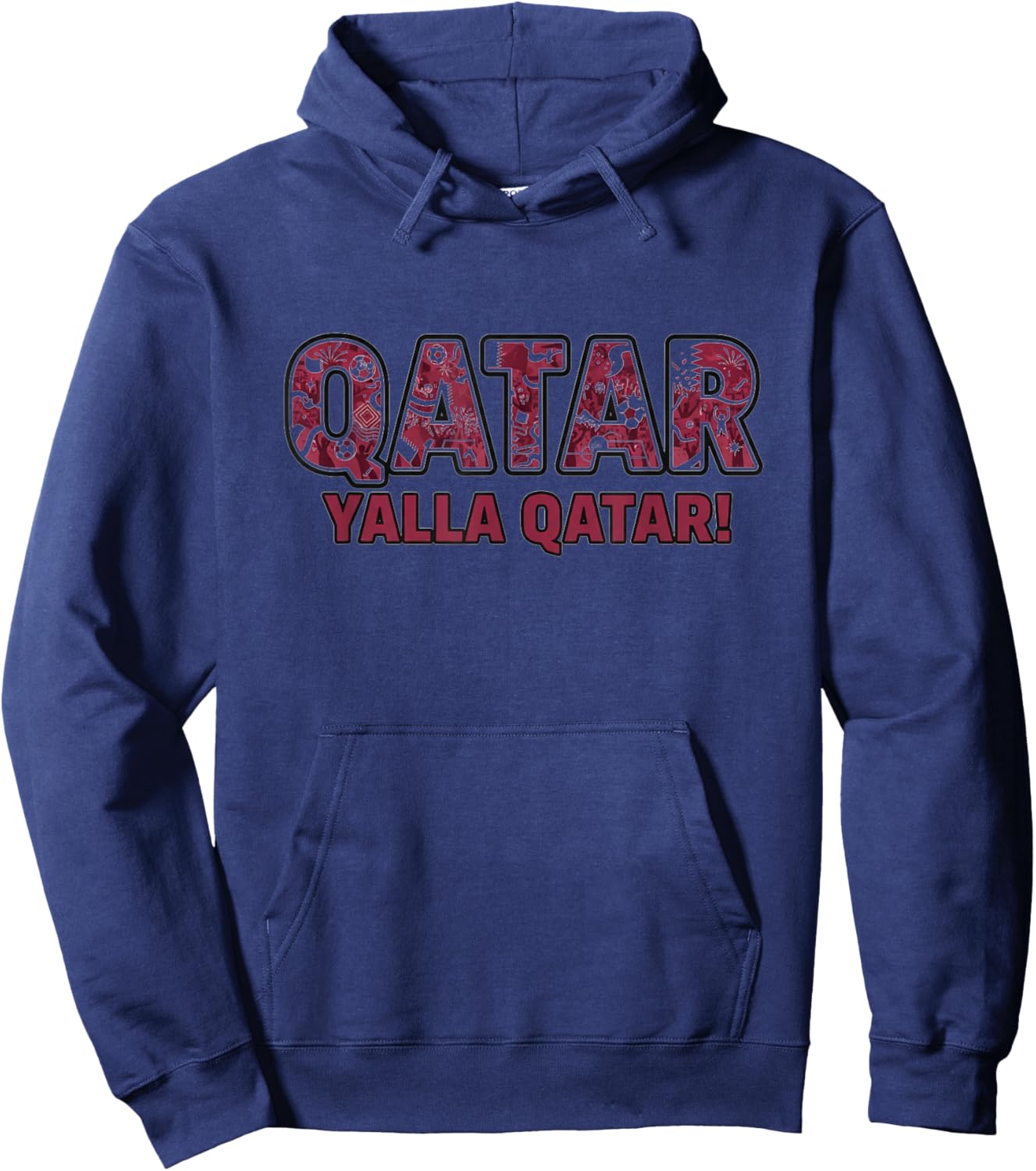 Qatar Yalla Qatar Soccer Fan Shirt 2026 Fans Hoodie - Hoodie | Navy