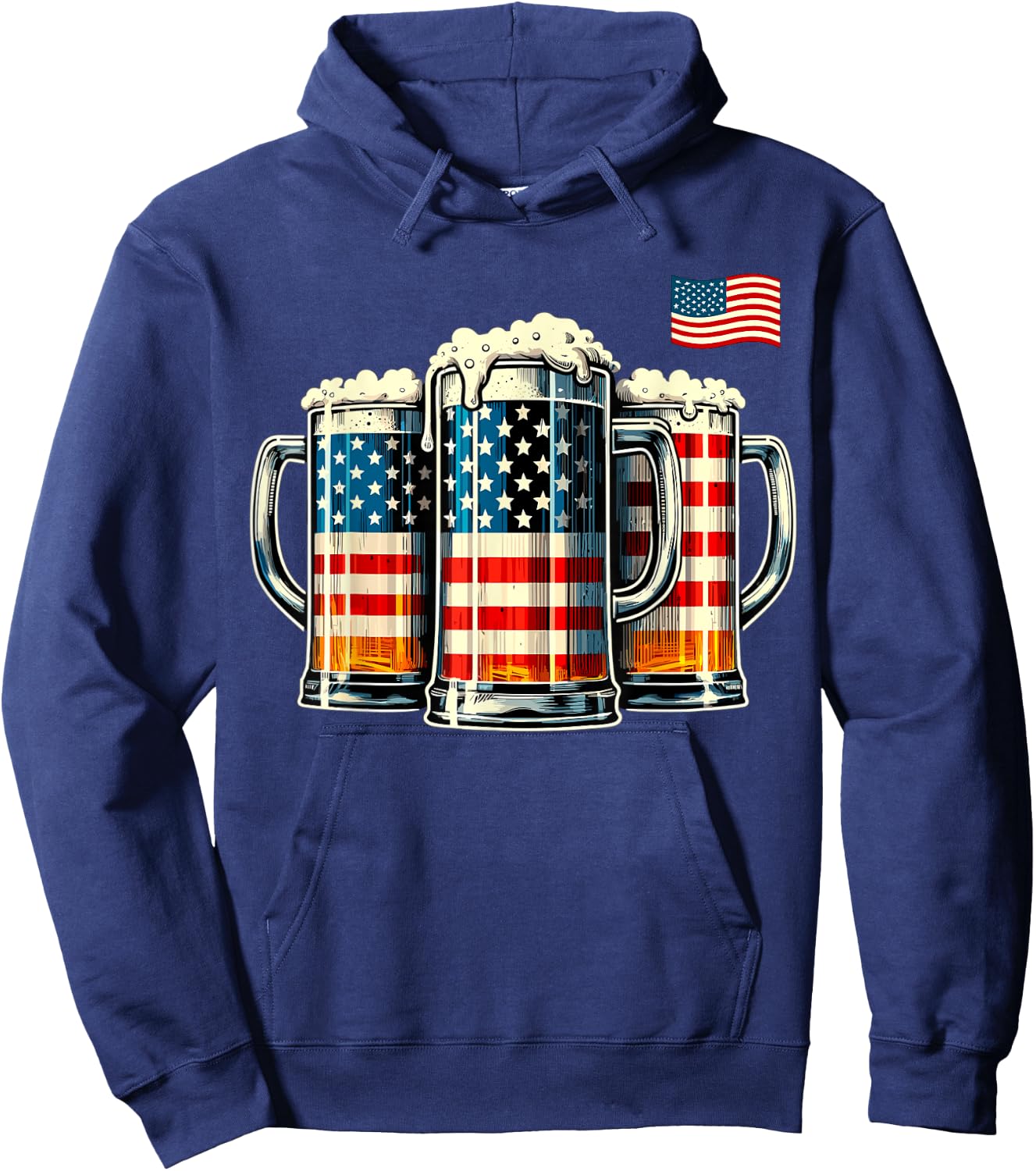 Beer American Flag Hoodie - Hoodie | Navy
