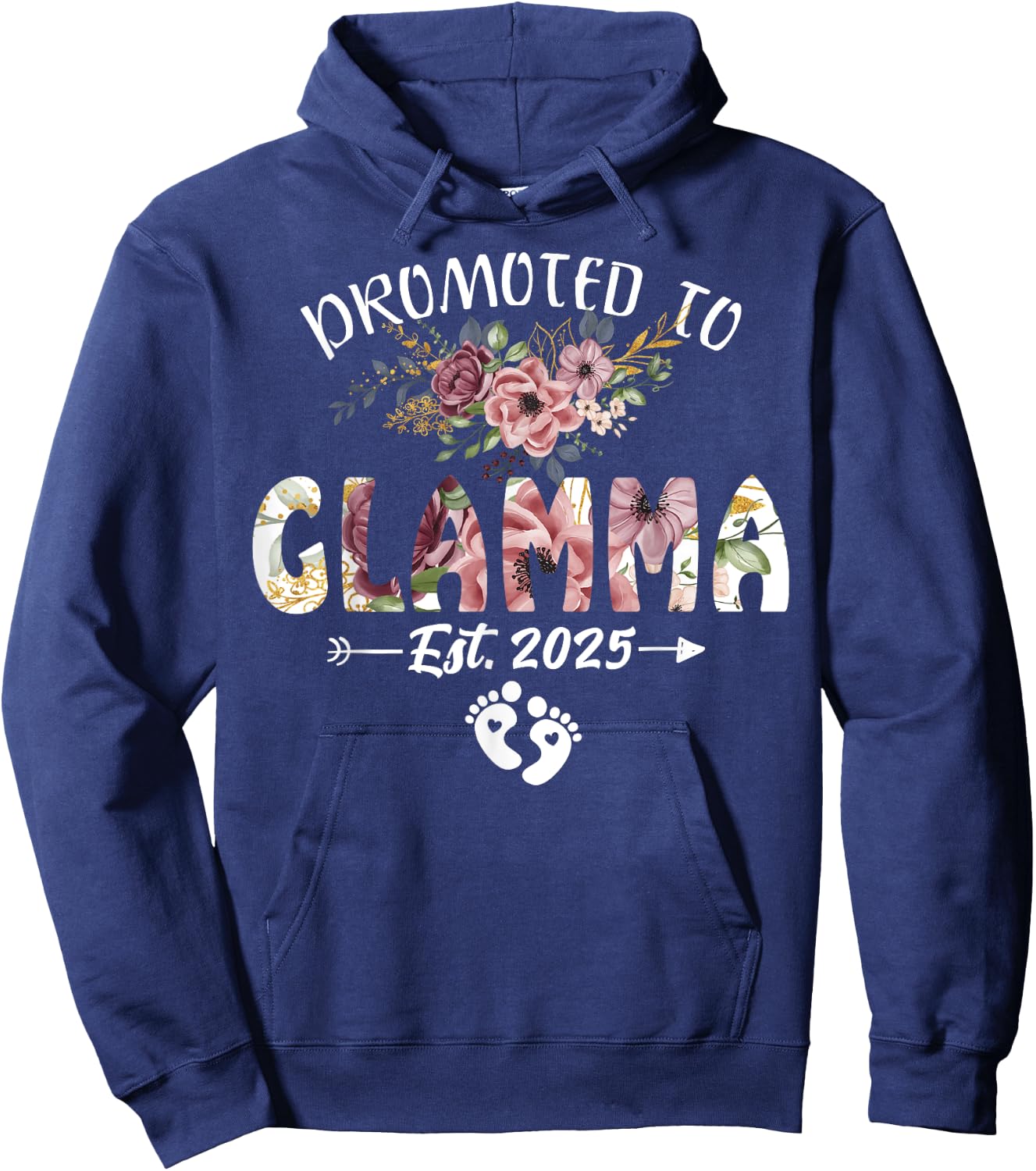 Promoted to Glamma Est 2025 Flower Hoodie - Hoodie | Navy