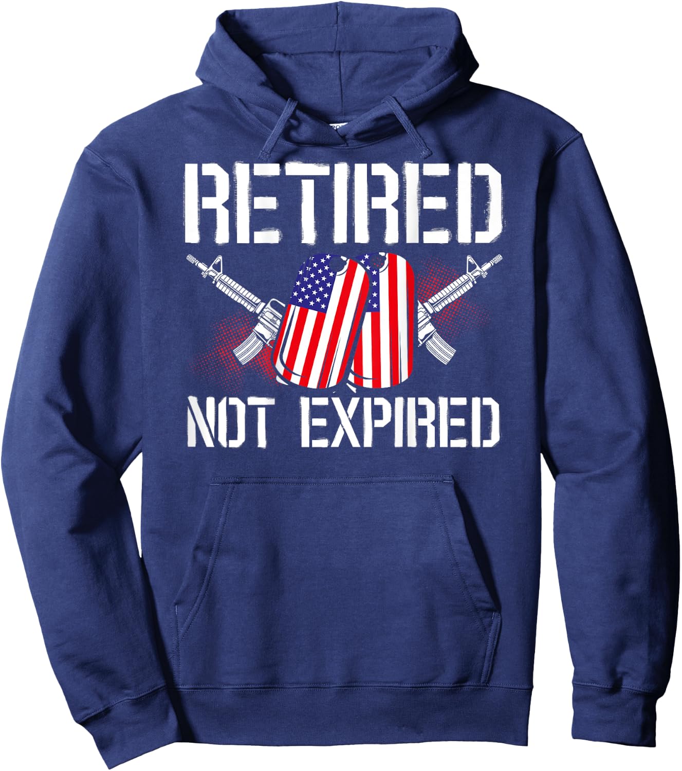 Retired Not Expired Veteran Back Print Hoodie - Hoodie | Navy