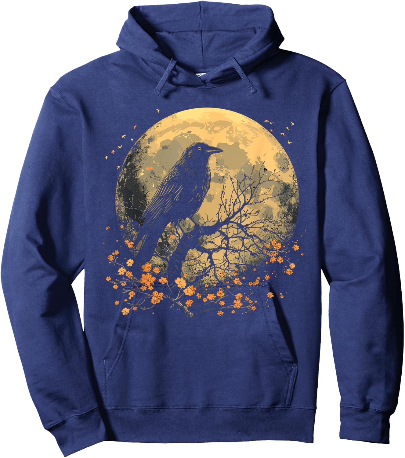 Black Raven Nature Art Crow Moon Hoodie - Hoodie | Navy