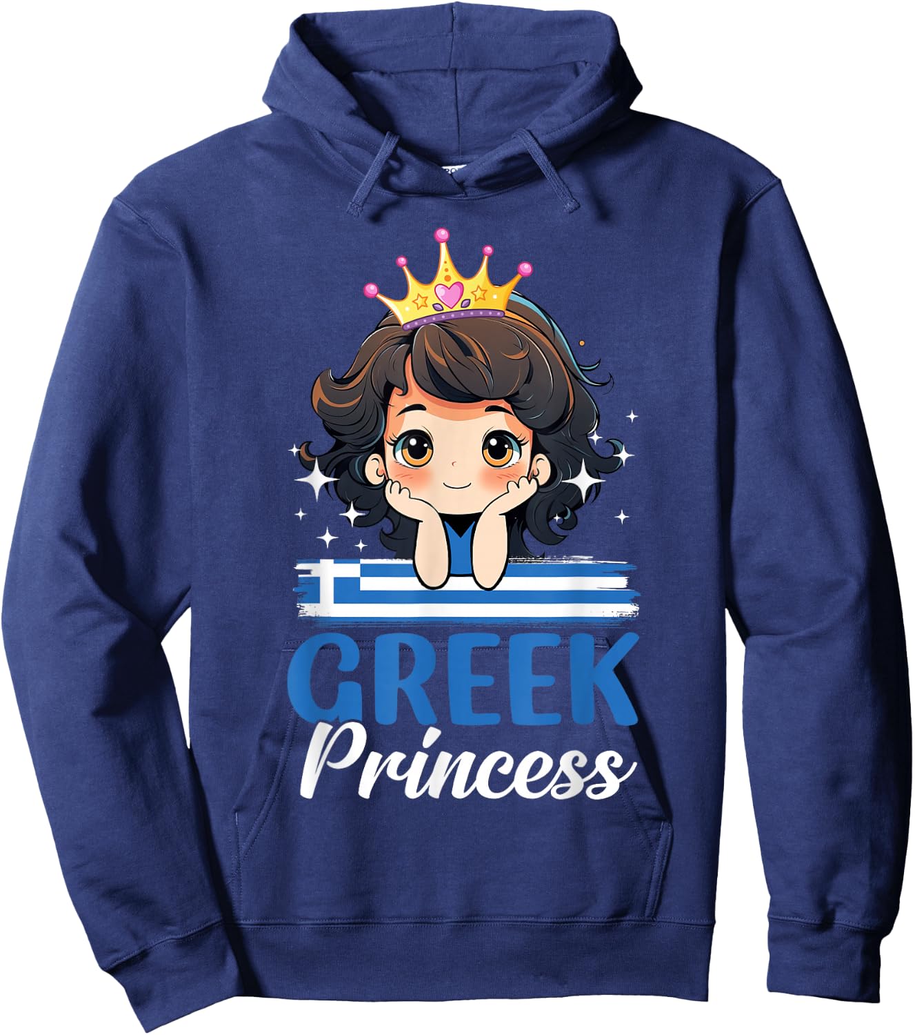 Greek Princess Greece Girl Cute Greek Flag Hoodie - Hoodie | Navy