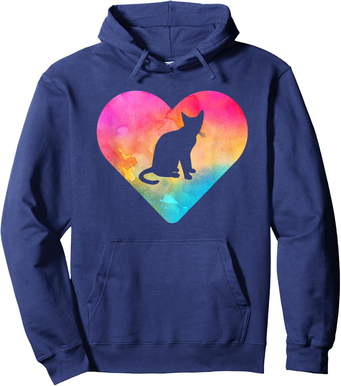Women or Girls Cat Tie Dye Watercolor Hoodie - Hoodie | Navy