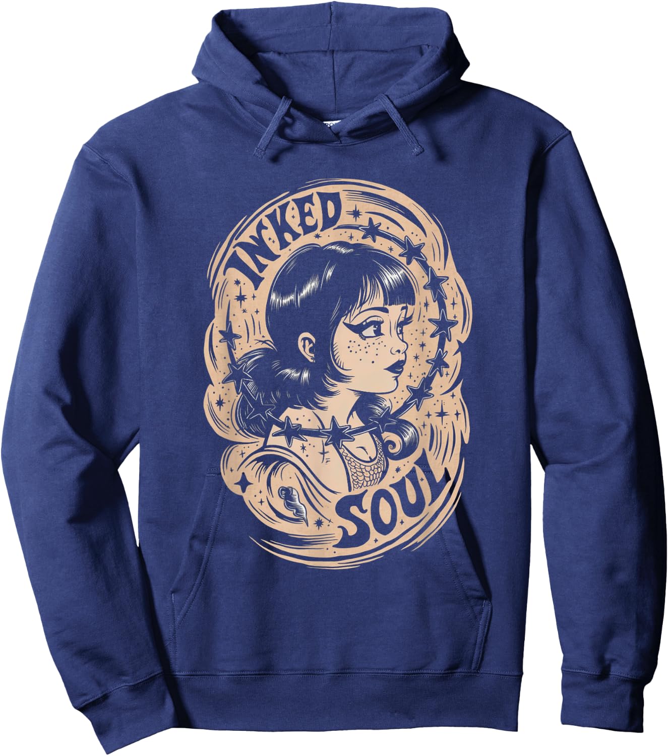 Inked Soul Vintage Tattoo Goth Girl Hoodie - Hoodie | Navy