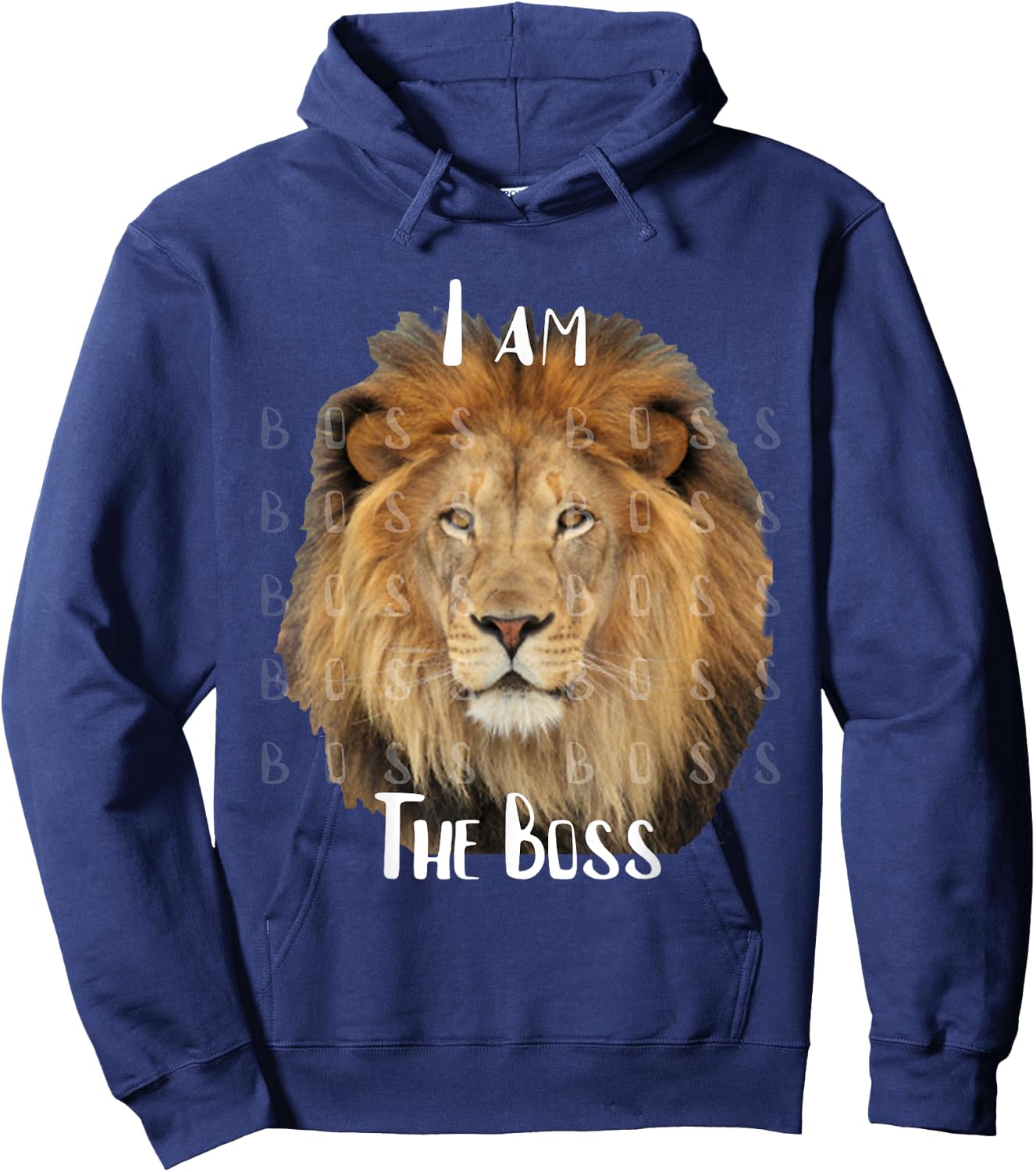Cute Strong I Am The Boss Lion Hoodie - Hoodie | Navy