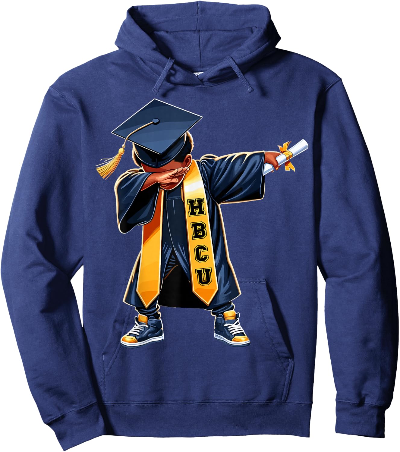 Kids HBCU Funny Boys Grad Dabbing Graduation Hoodie - Hoodie | Navy