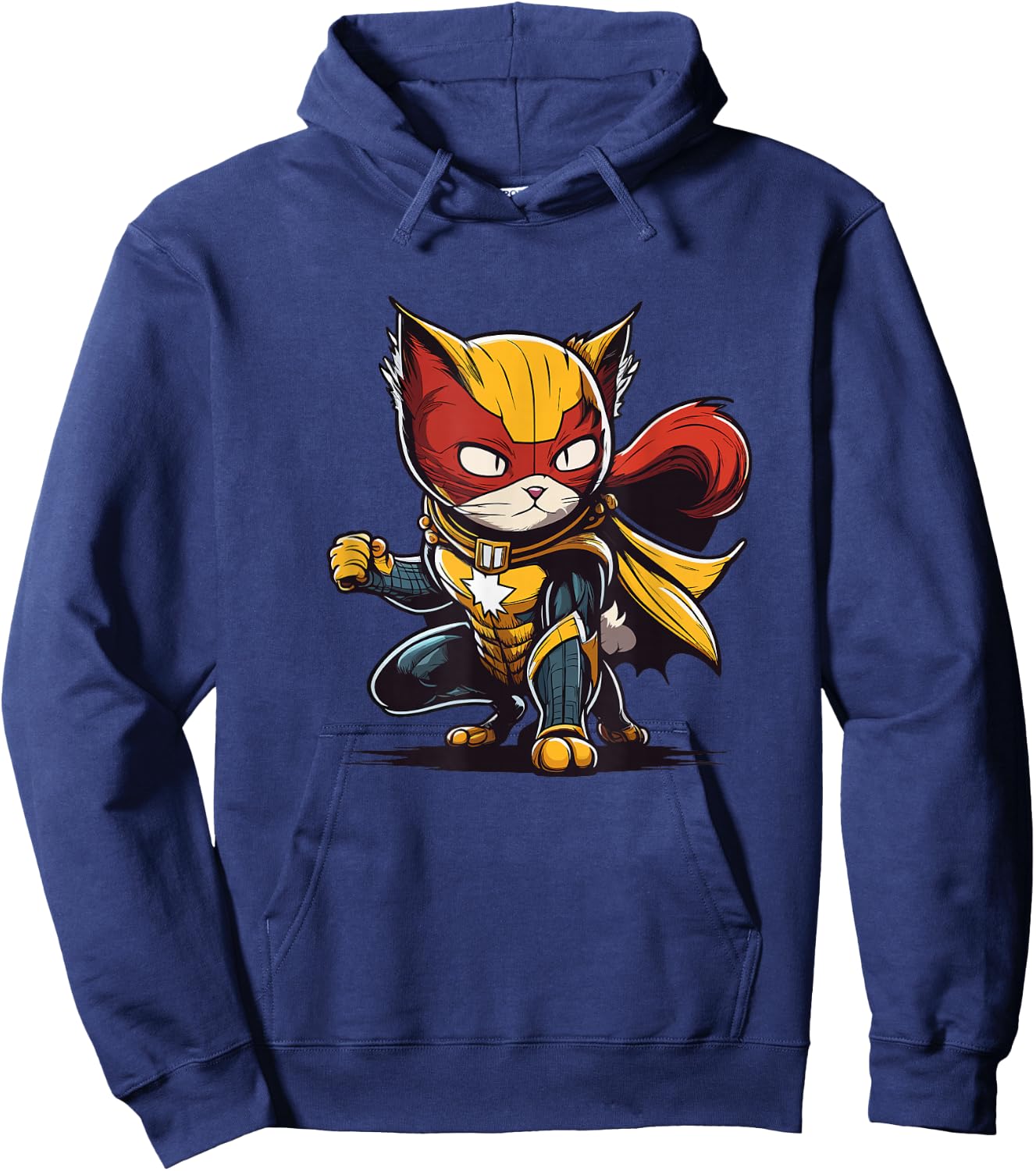 Colourful Superhero Cat - Heroic Paw Fun Hoodie - Hoodie | Navy